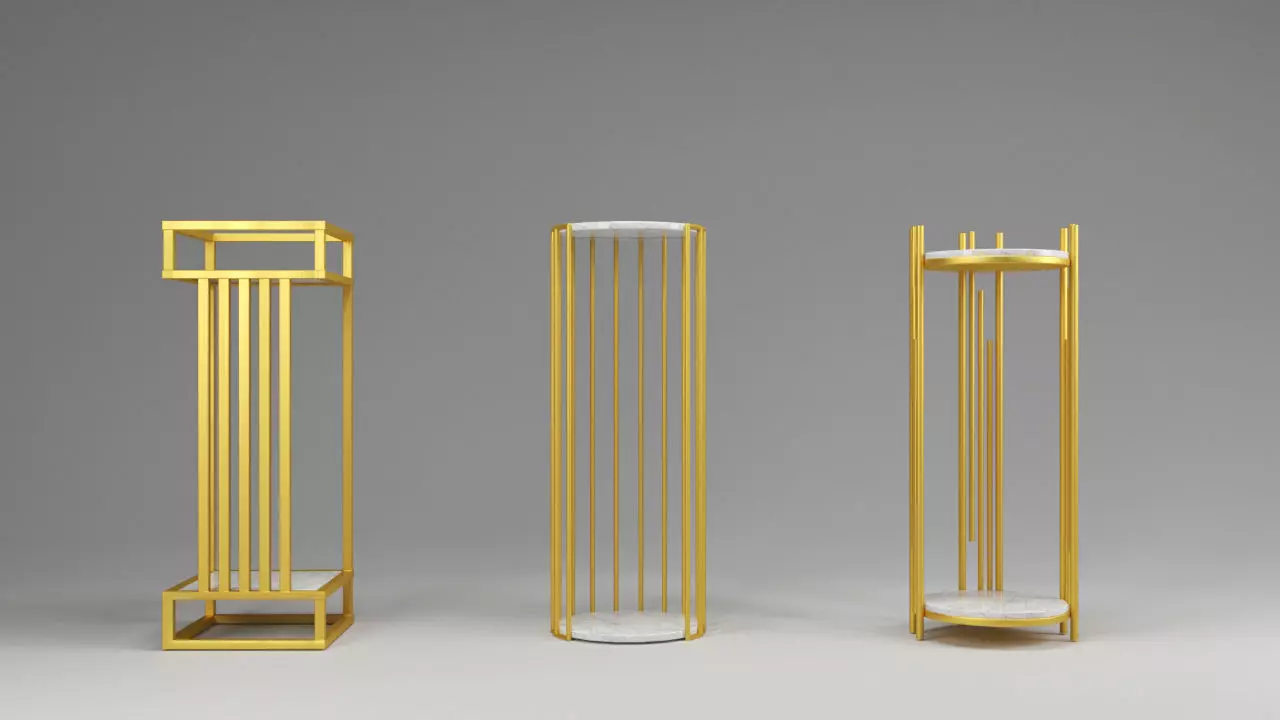 A set of modern three tables in the loft style Free 3D model