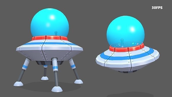 Spaceship Flying Saucer Animated Low-poly 3D model
