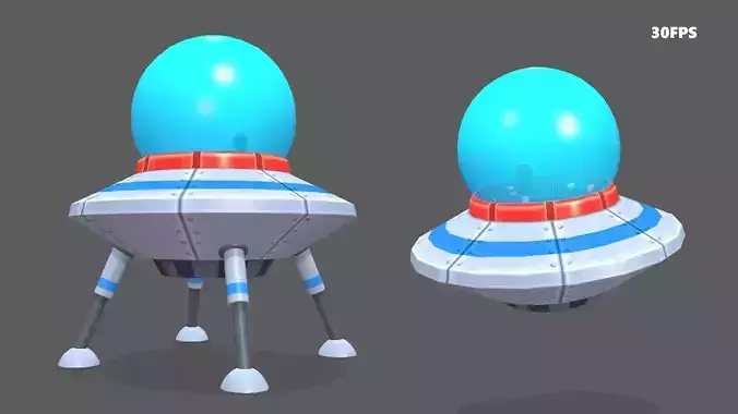 Spaceship Flying Saucer Animated Low-poly 3D model