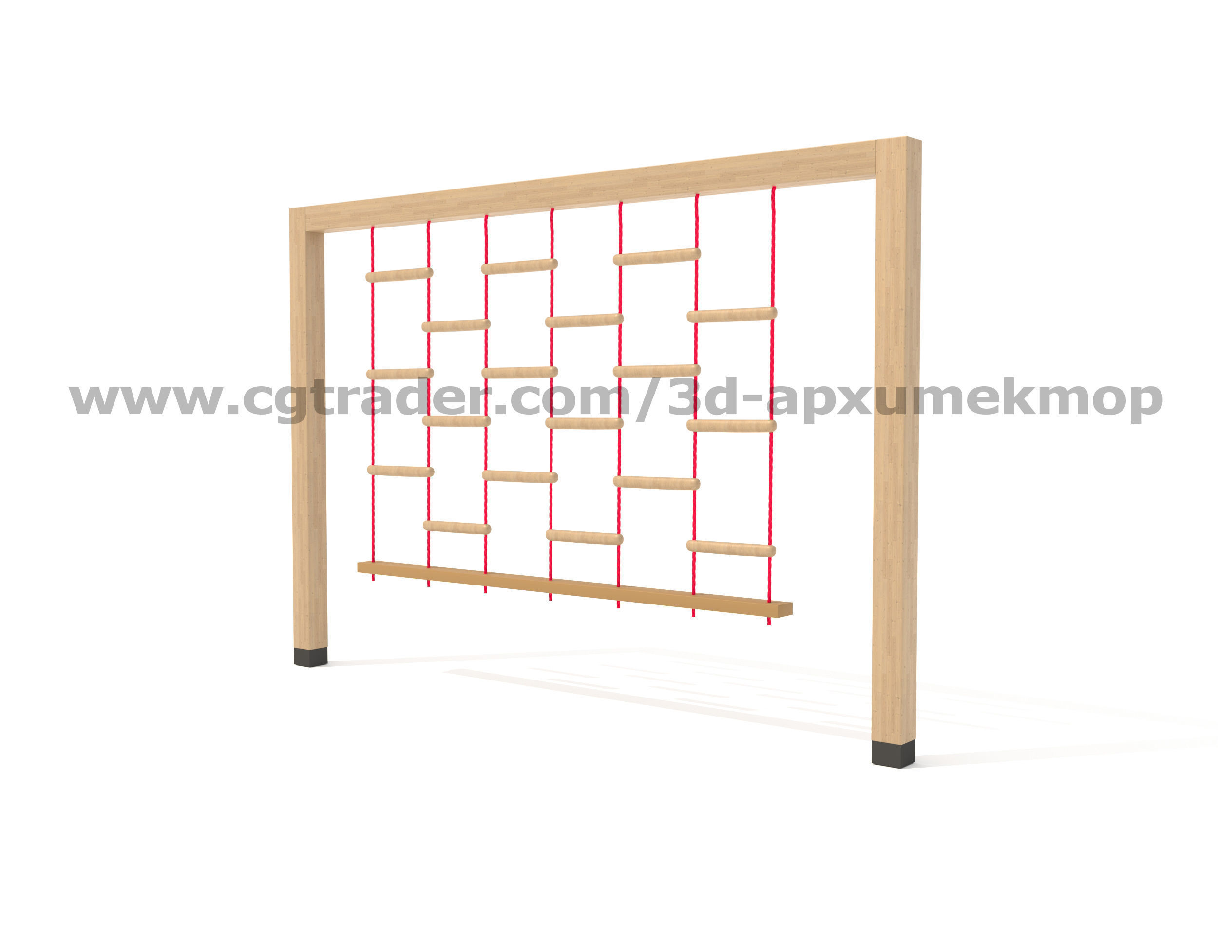 Wooden Playground Set 3D model_11