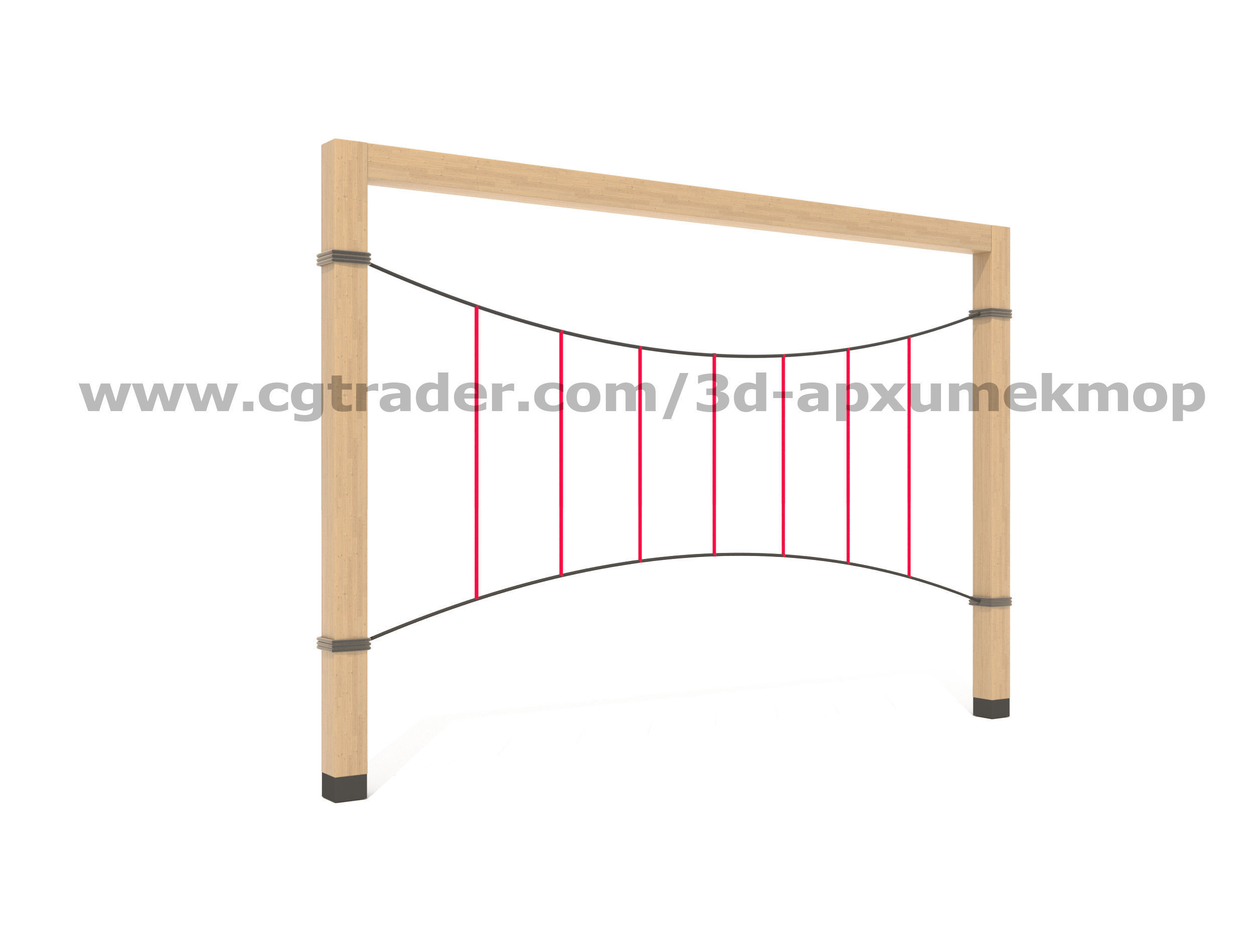 Wooden Playground Set 3D model_34