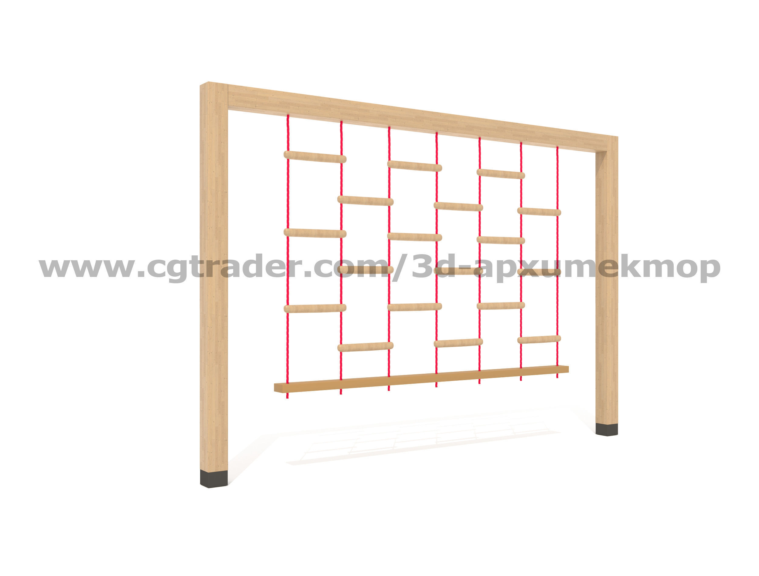 Wooden Playground Set 3D model_12