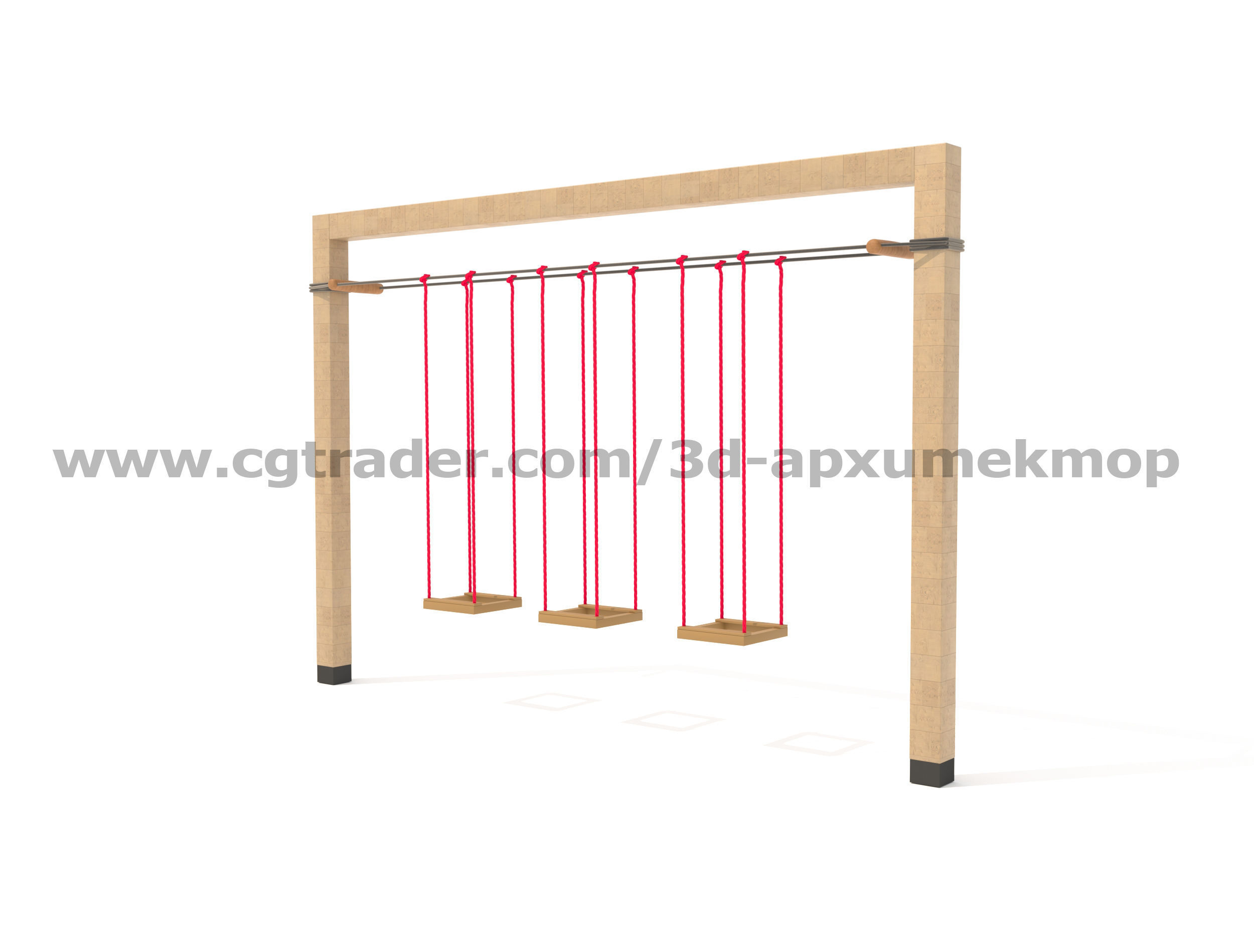 Wooden Playground Set 3D model_25