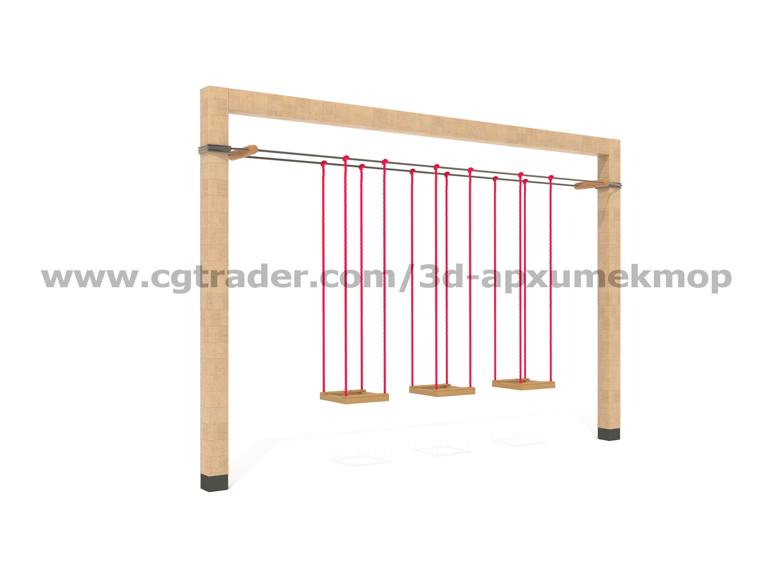 Wooden Playground Set 3D model_26