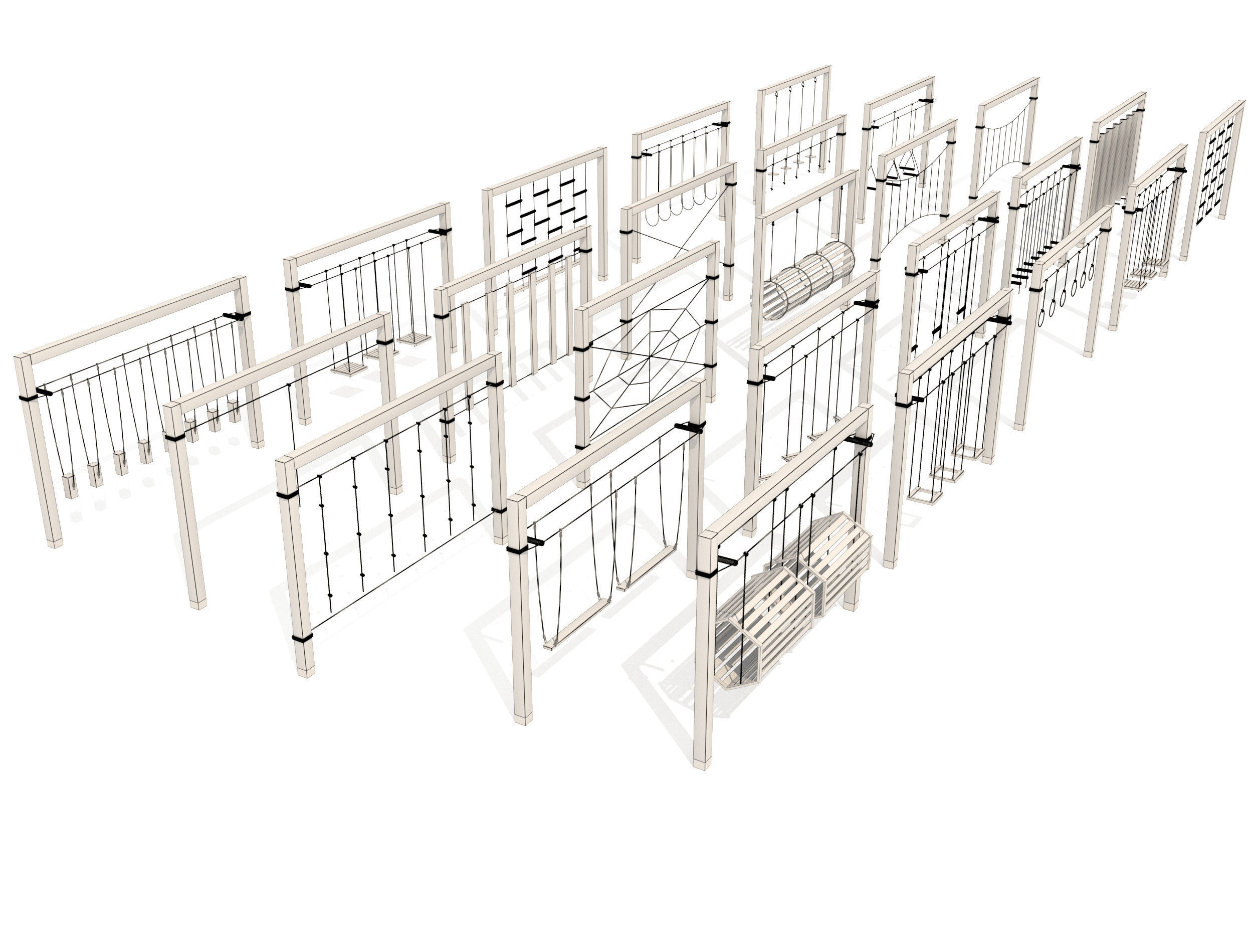 Wooden Playground Set 3D model_52