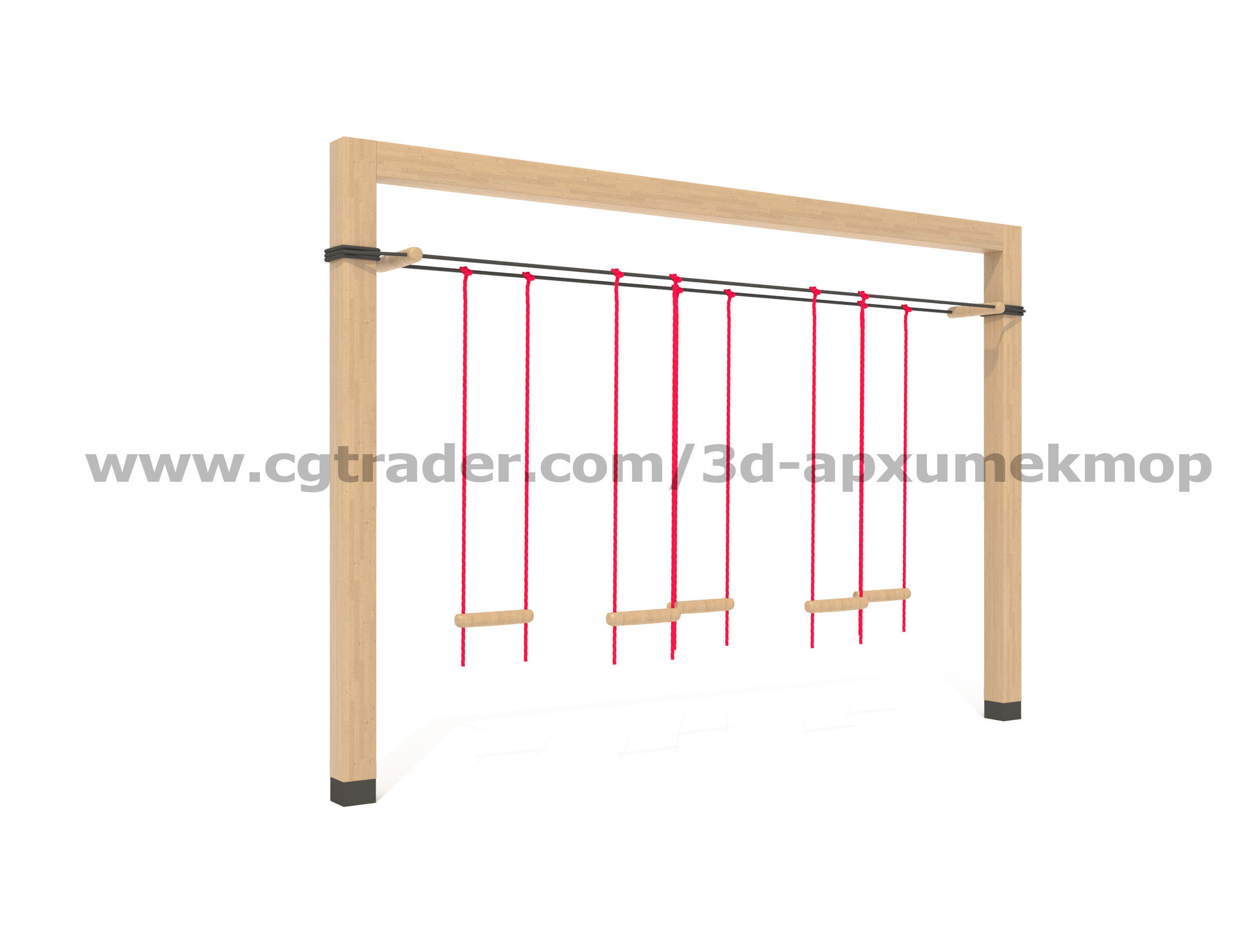 Wooden Playground Set 3D model_20