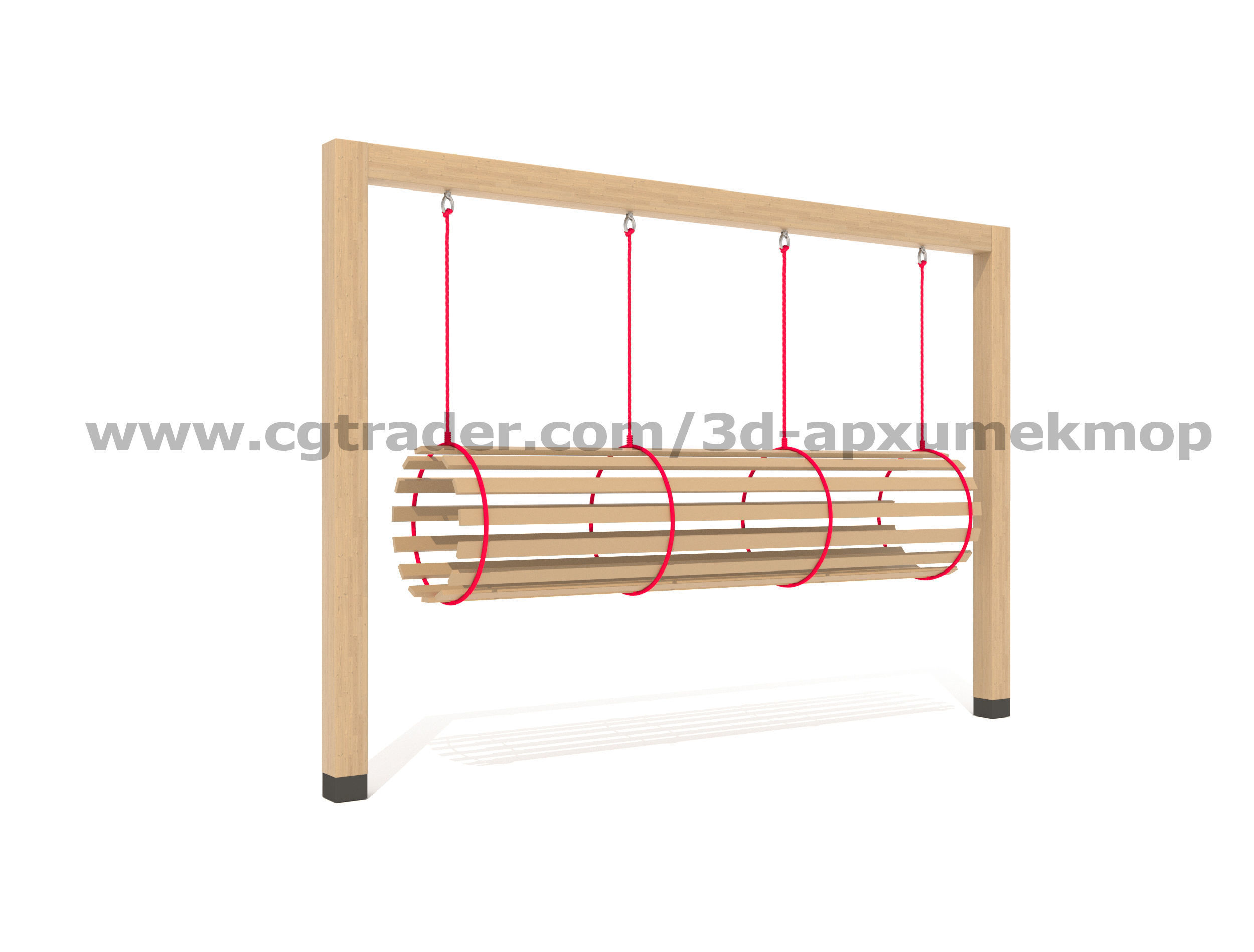 Wooden Playground Set 3D model_28