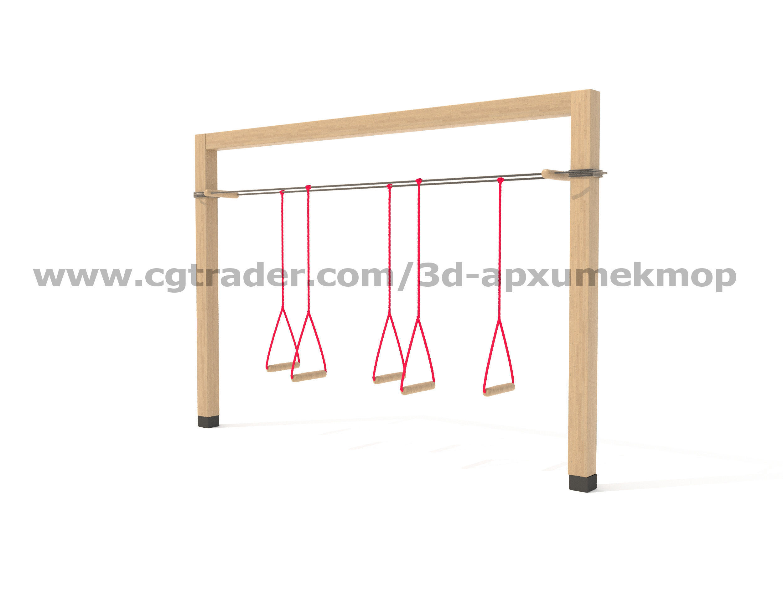 Wooden Playground Set 3D model_7