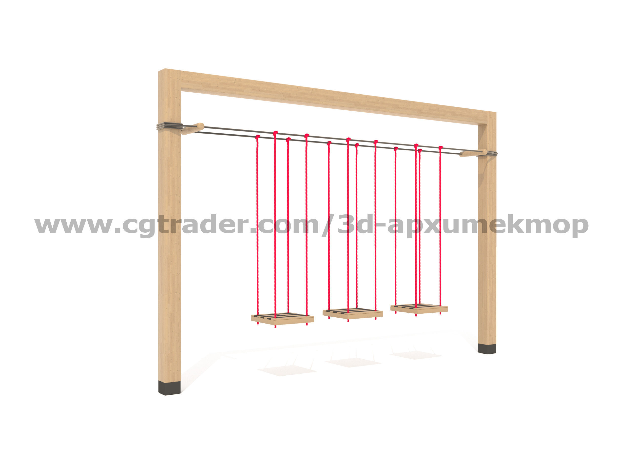 Wooden Playground Set 3D model_10