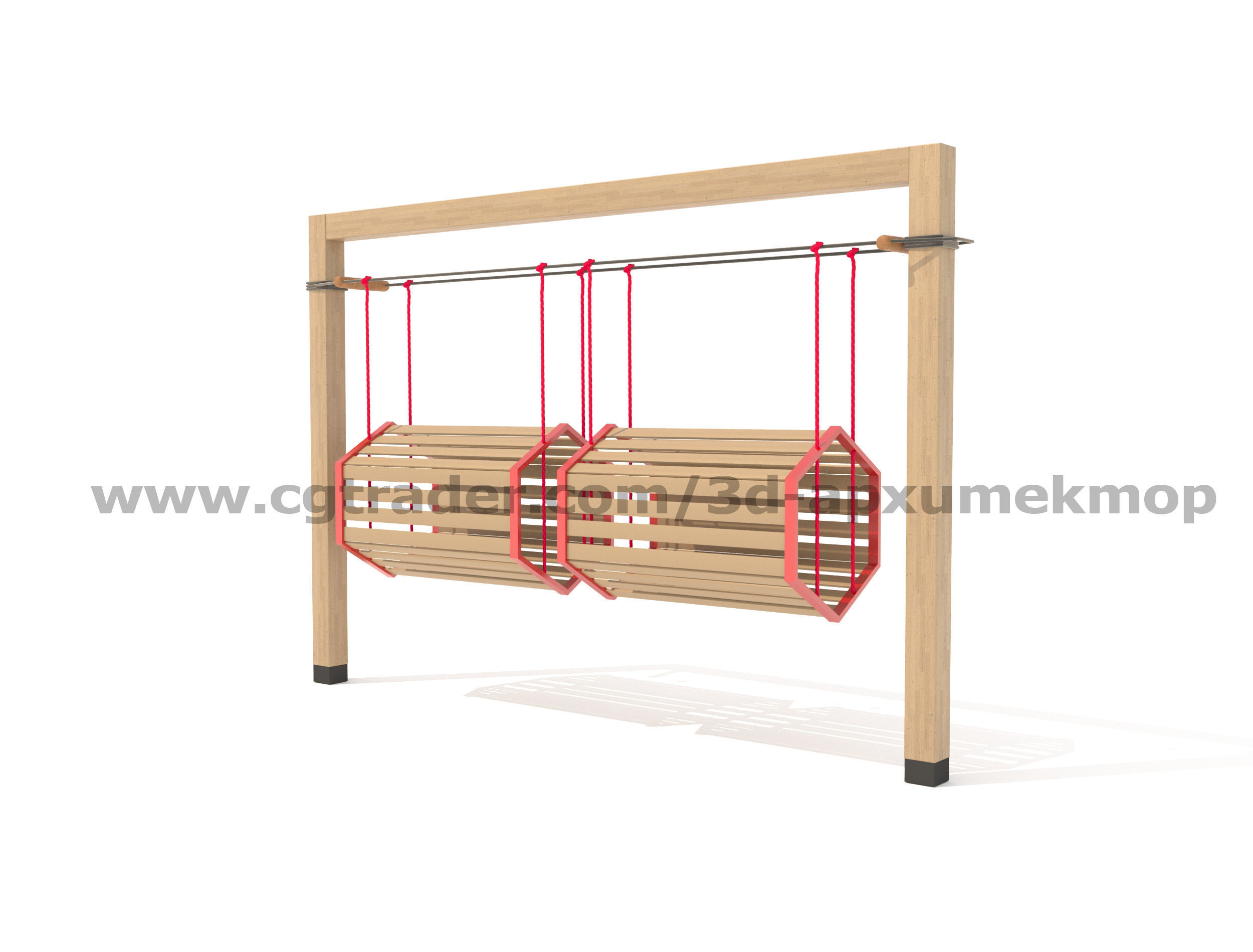 Wooden Playground Set 3D model_3