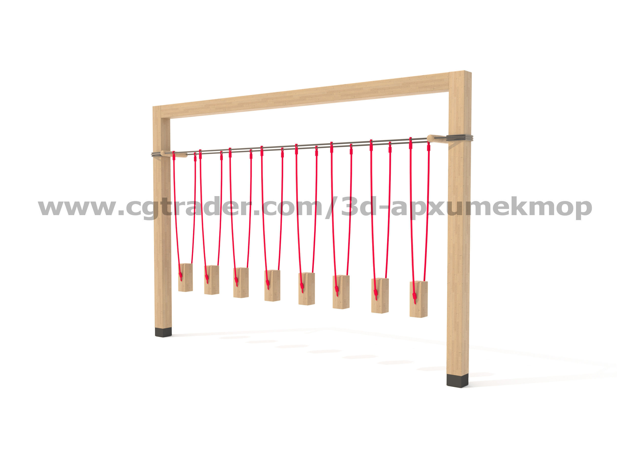 Wooden Playground Set 3D model_5