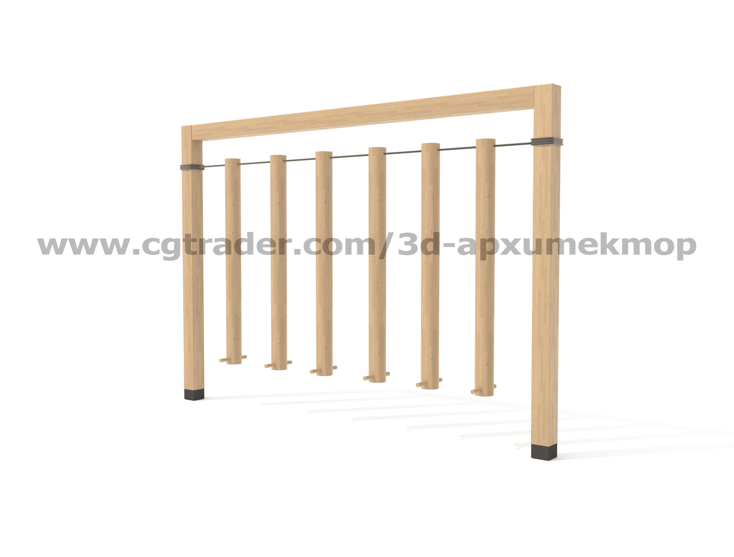 Wooden Playground Set 3D model_35