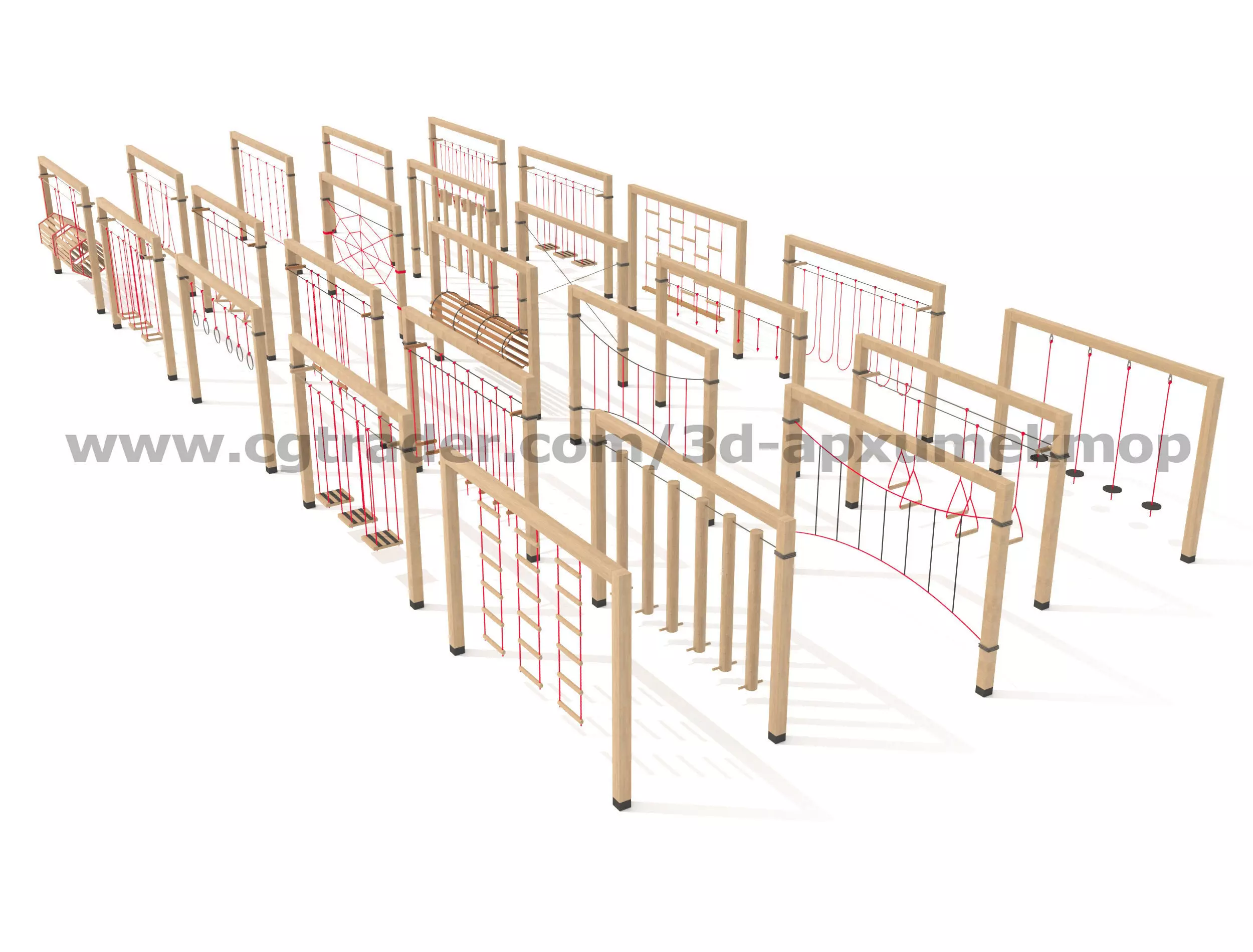 Wooden Playground Set 3D model_0