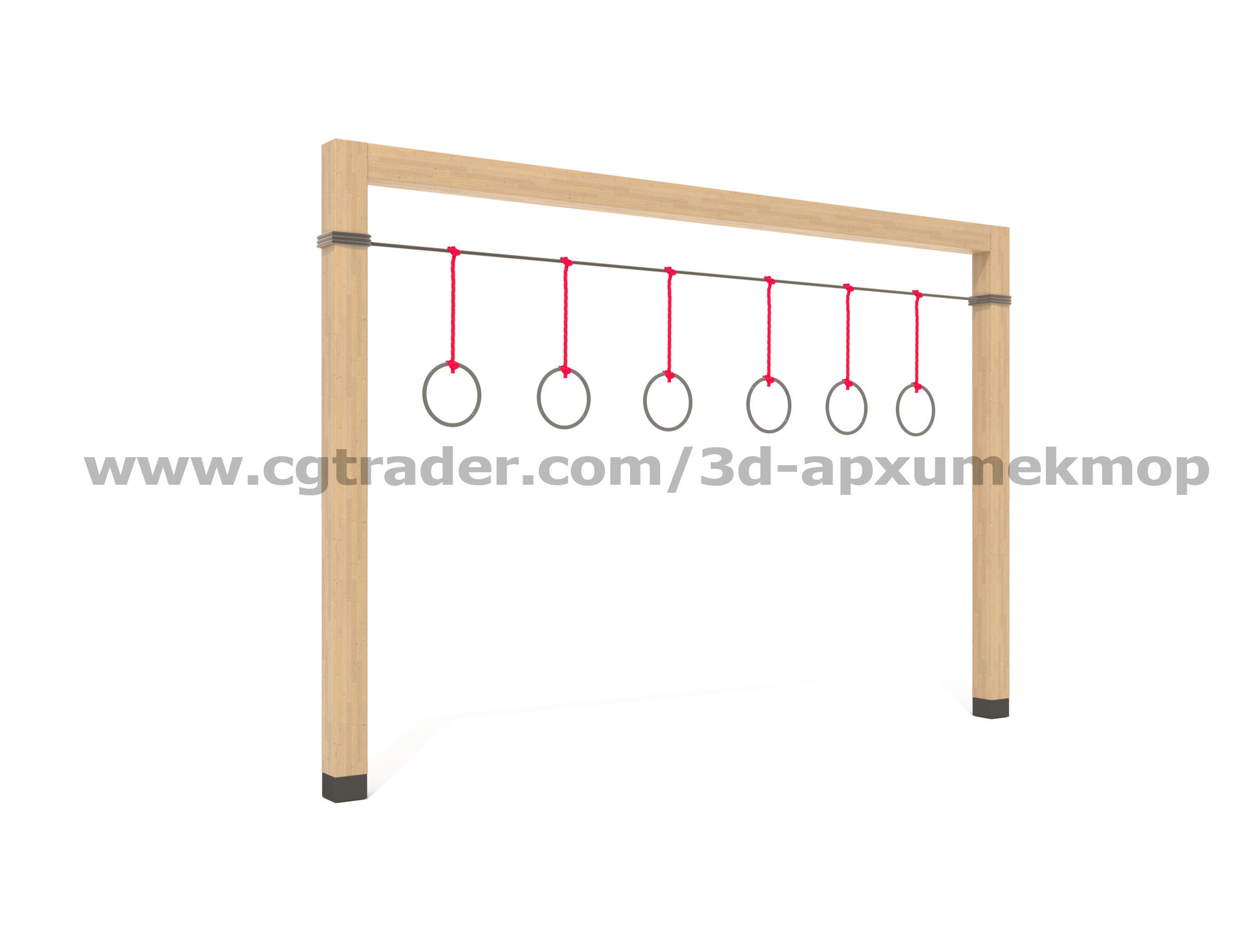 Wooden Playground Set 3D model_38