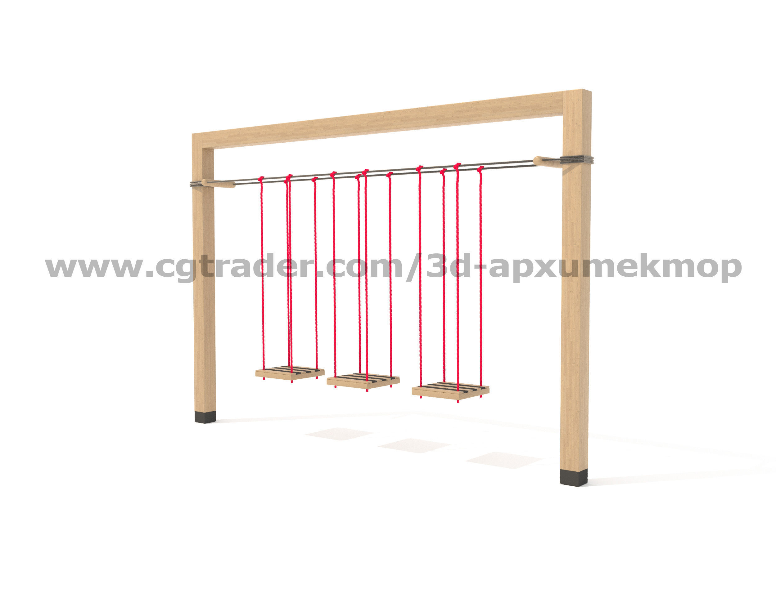 Wooden Playground Set 3D model_9