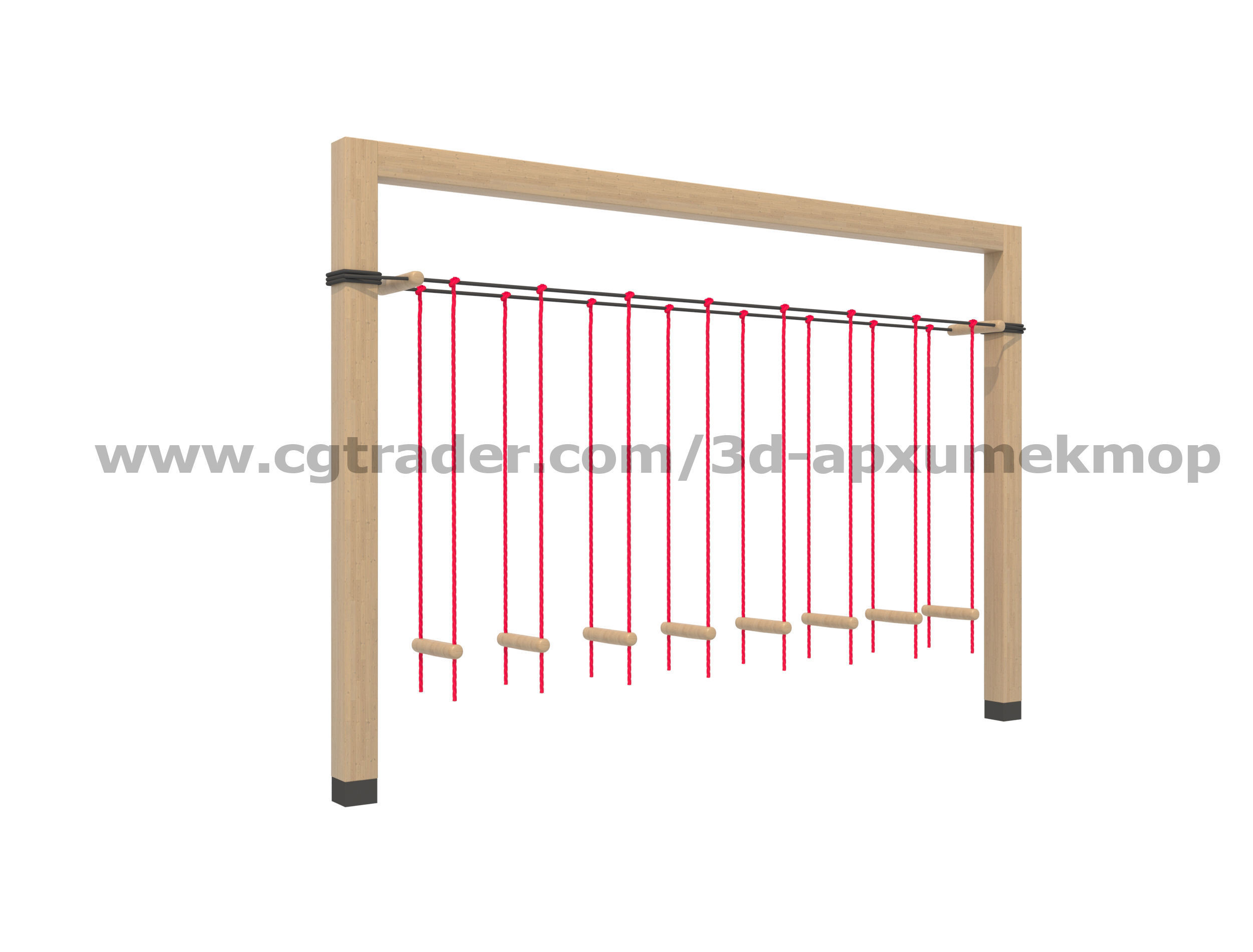 Wooden Playground Set 3D model_16