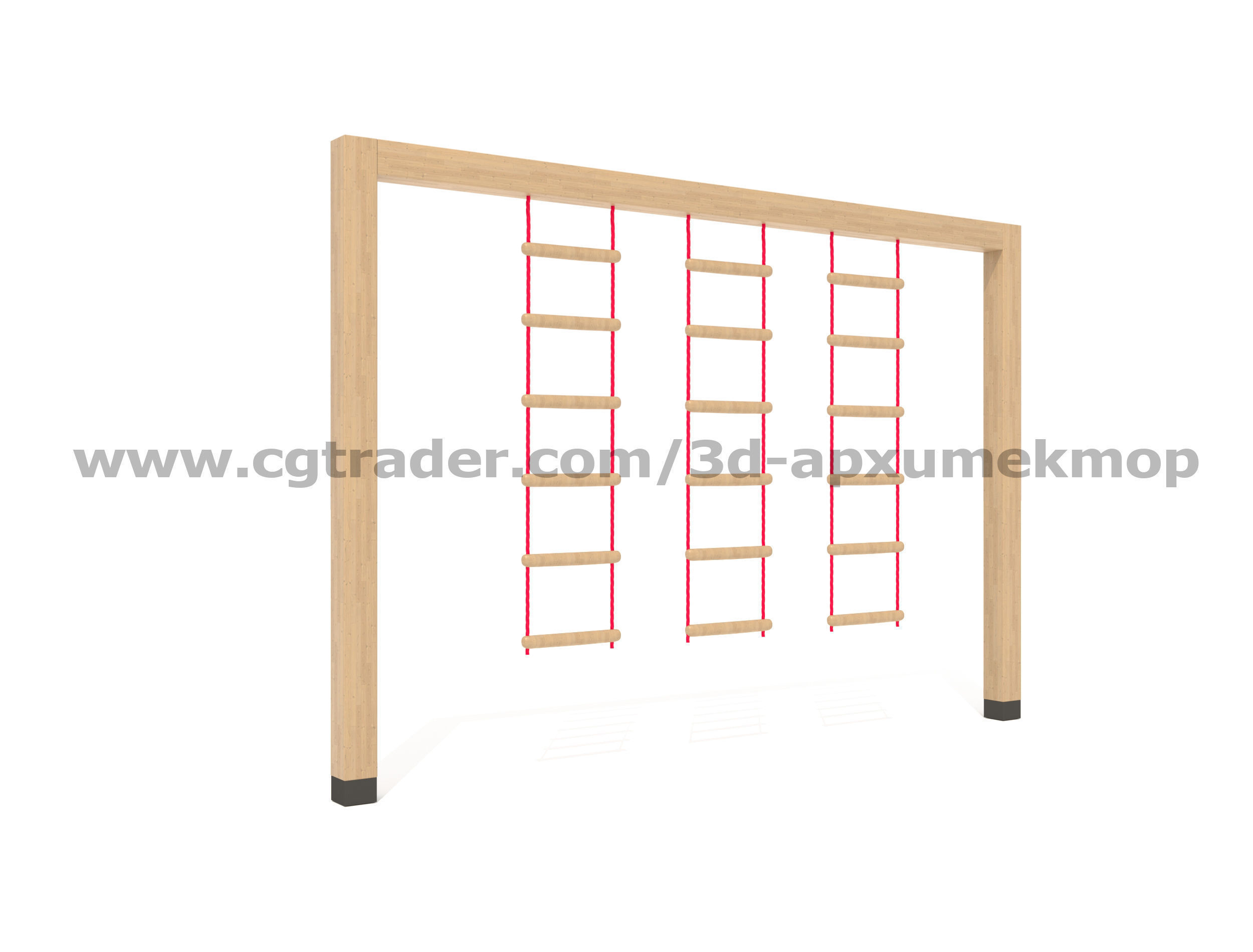 Wooden Playground Set 3D model_40