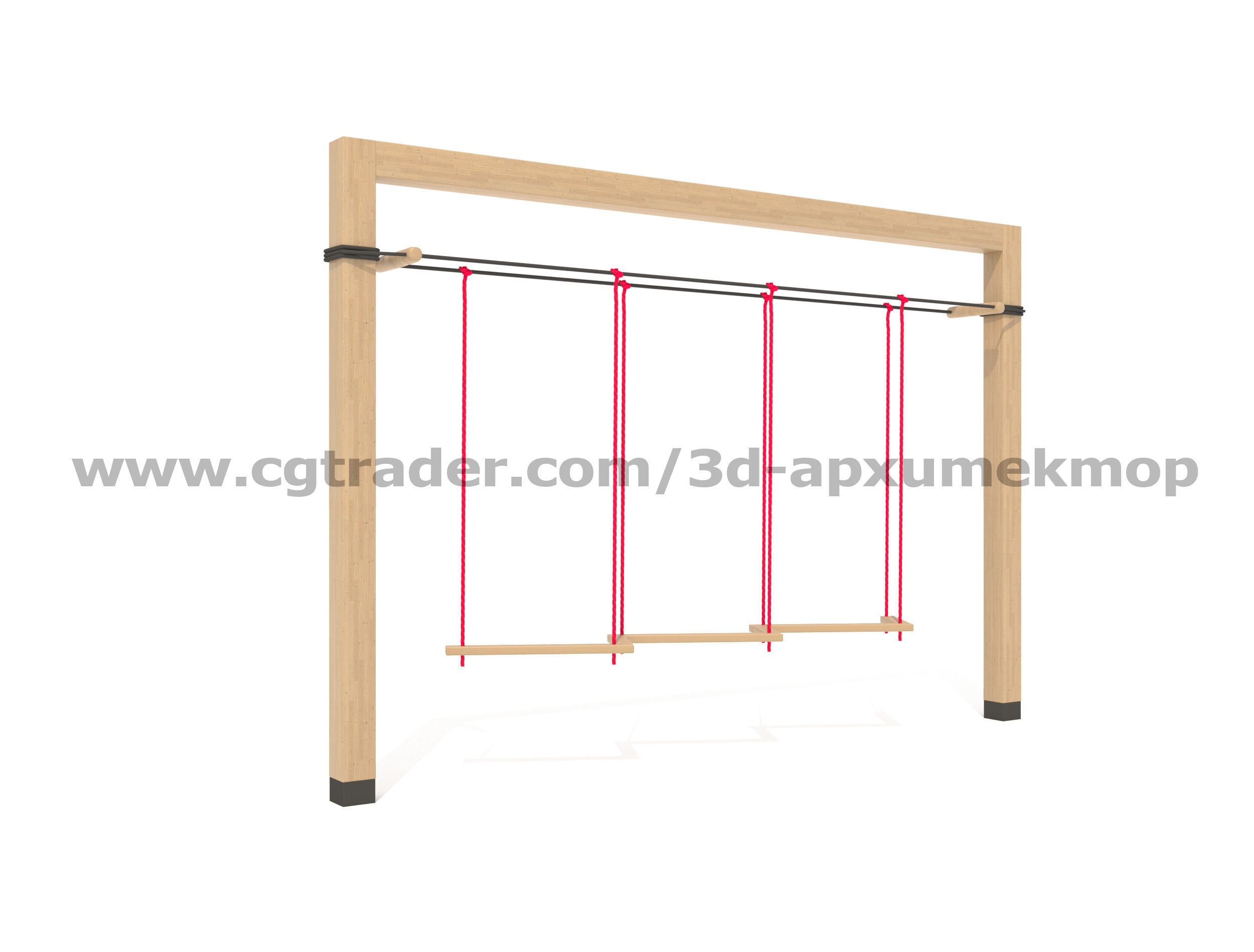 Wooden Playground Set 3D model_22