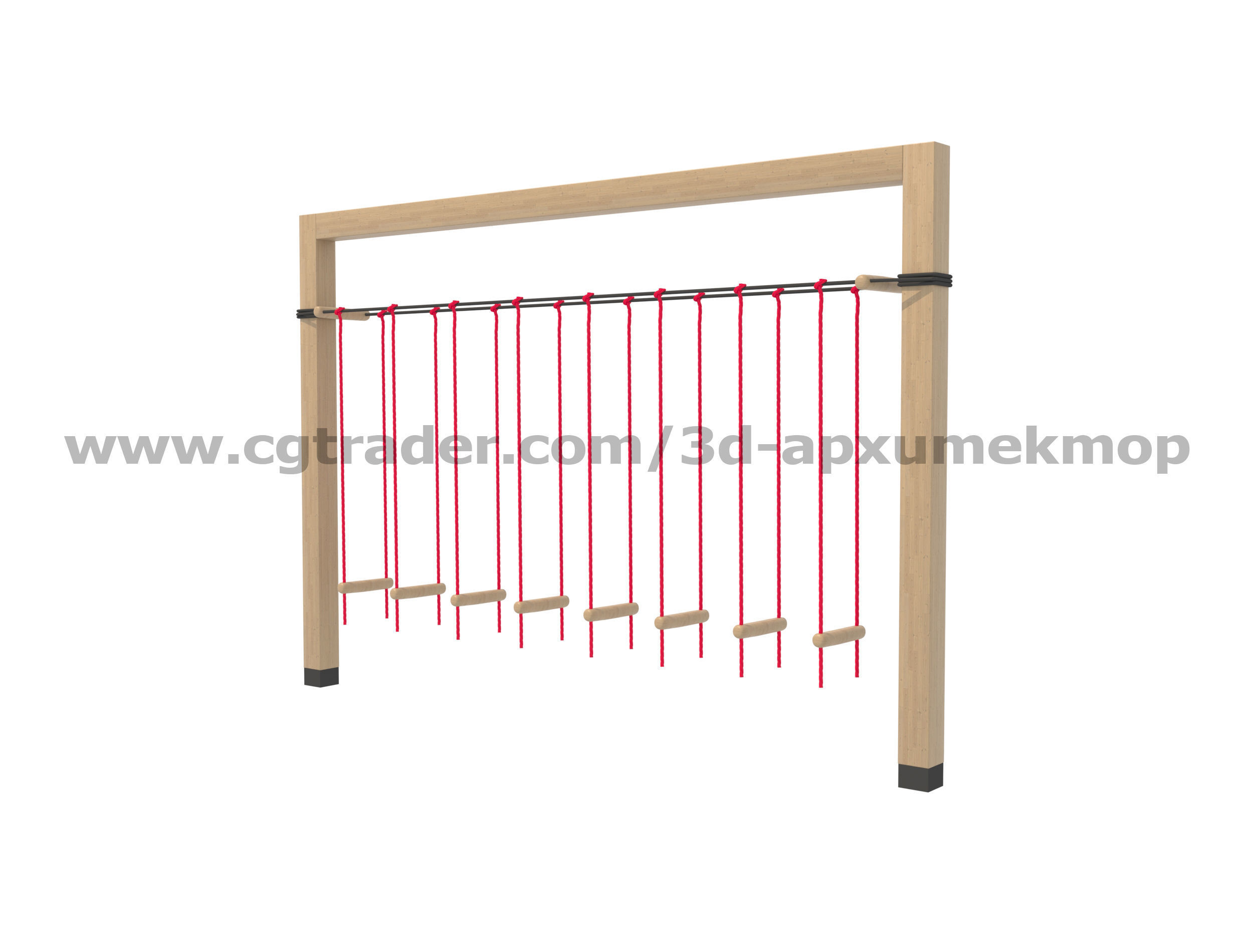 Wooden Playground Set 3D model_15