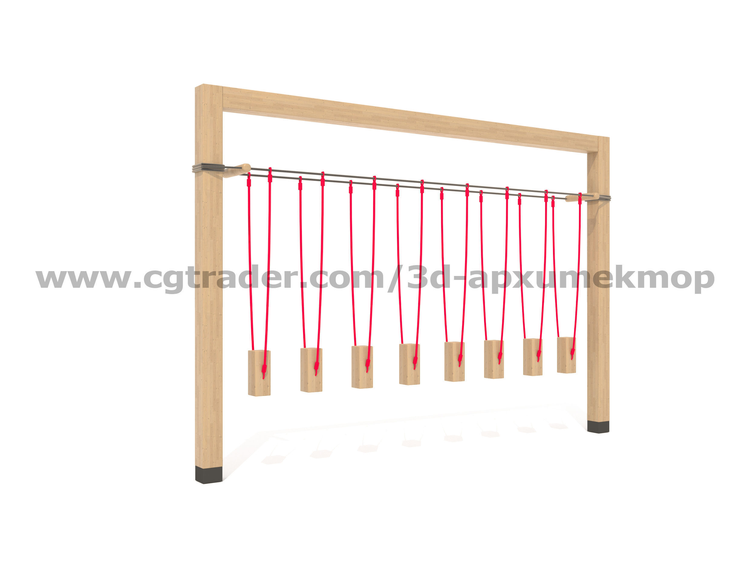 Wooden Playground Set 3D model_6