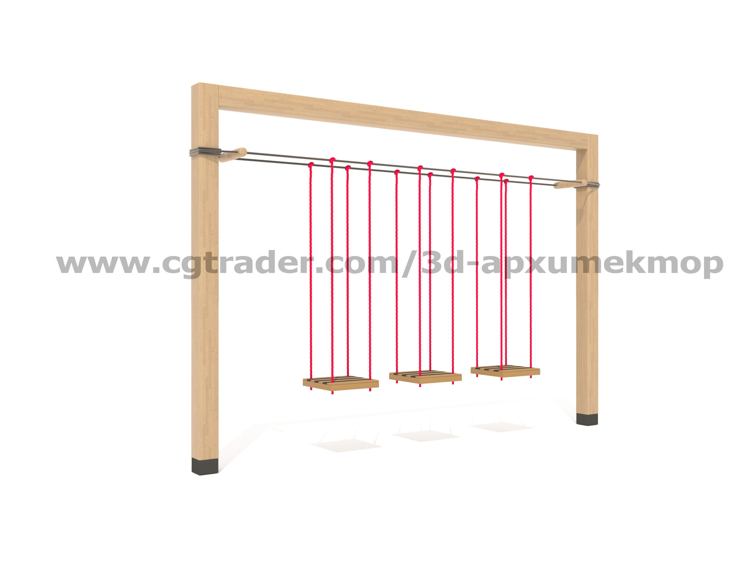 Wooden Playground Set 3D model_42