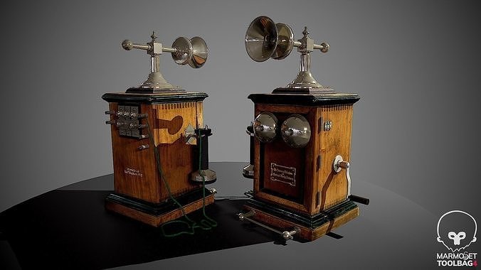 Old phone Bell telephone 1880 Low-poly 3D model