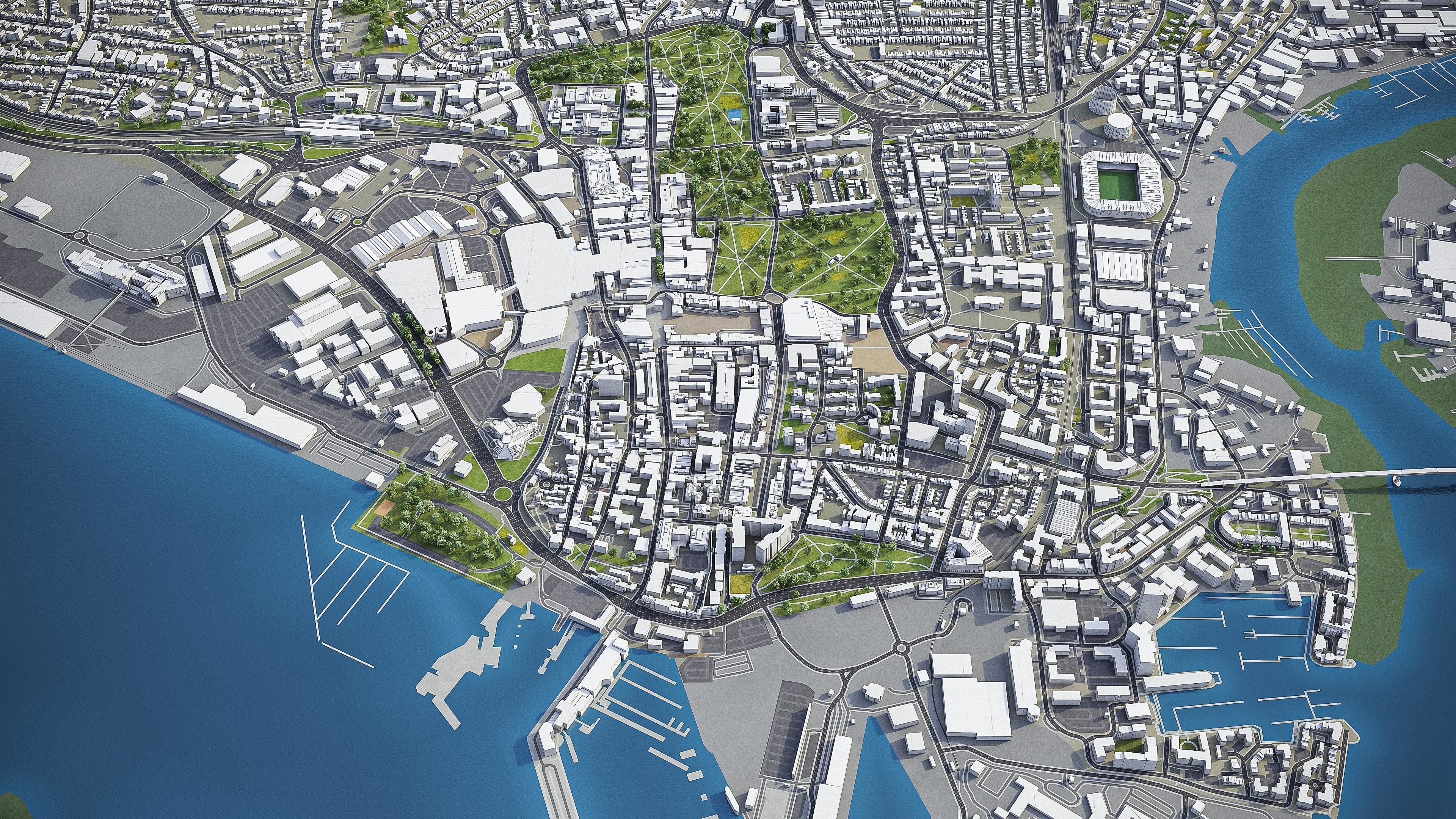 Southampton Low-poly 3D model_1