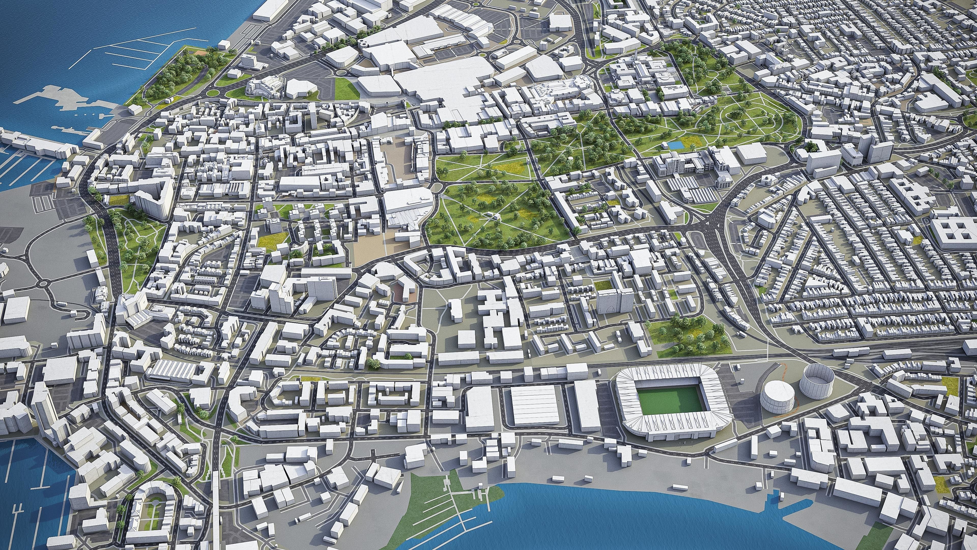 Southampton Low-poly 3D model_3