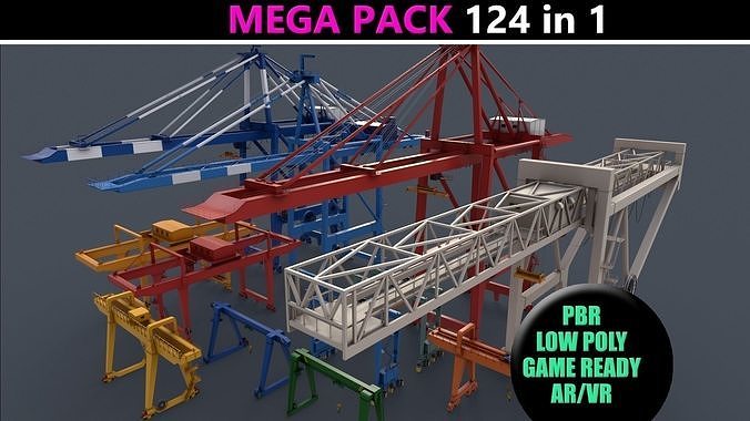 PBR Gantry Cranes - Mega Pack 3D Model Collection