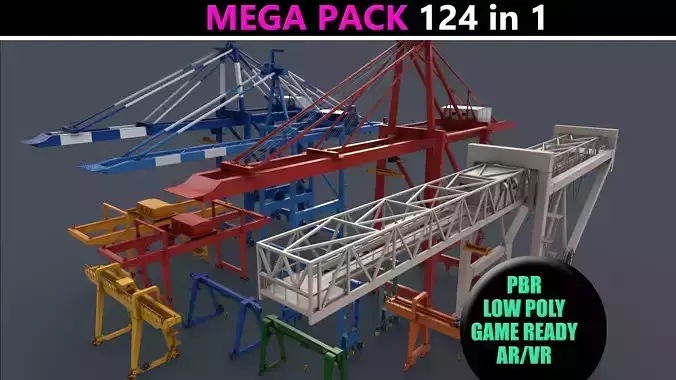 PBR Gantry Cranes - Mega Pack 3D Model Collection