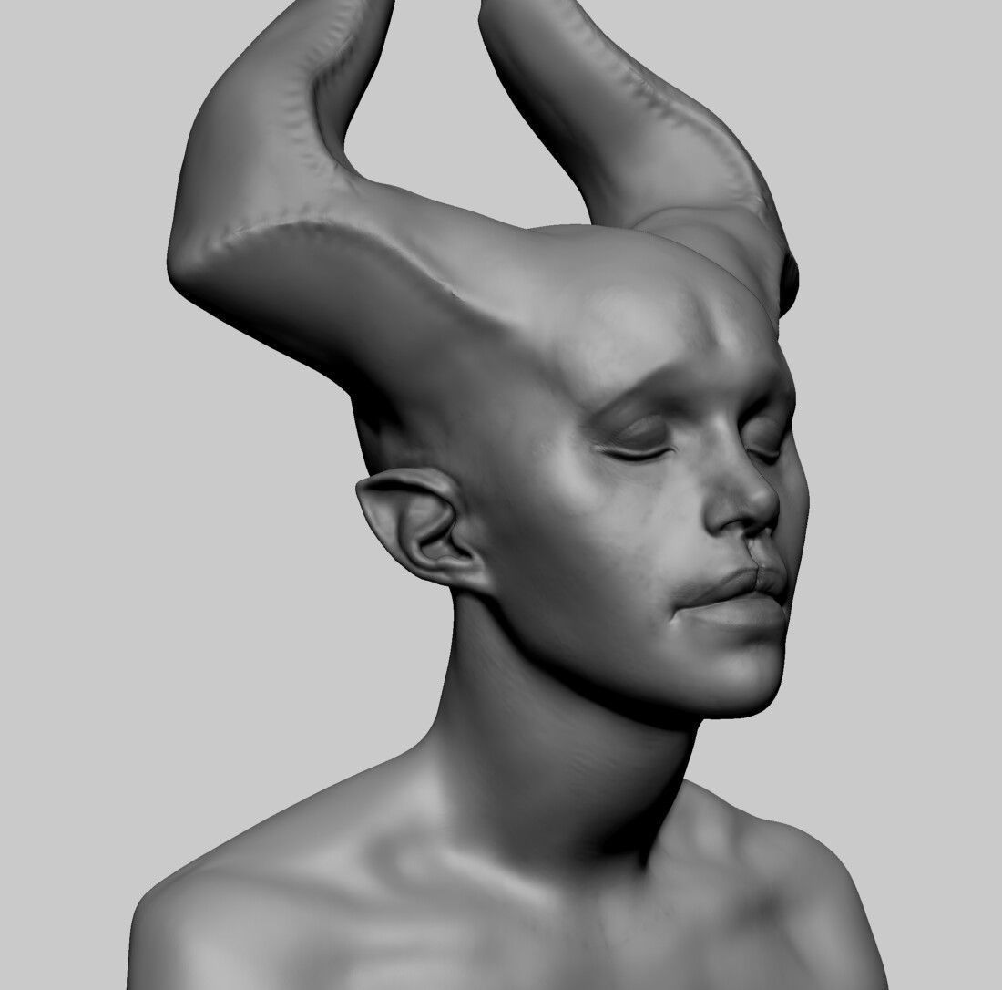 Female Creature Bust 3D model_1