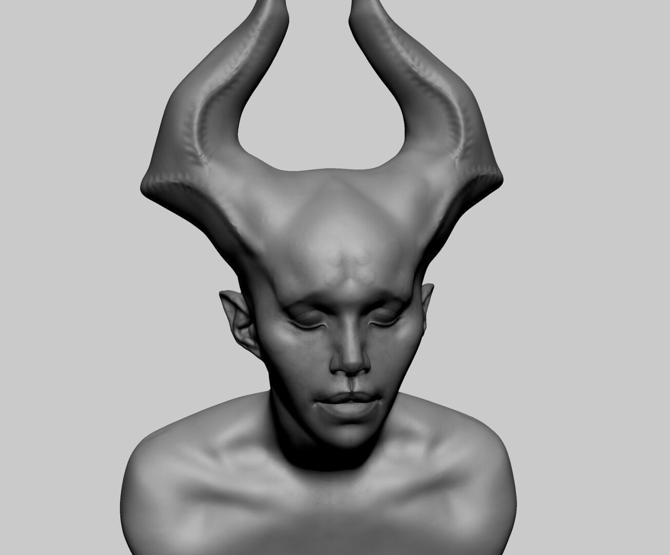 Female Creature Bust 3D model_4