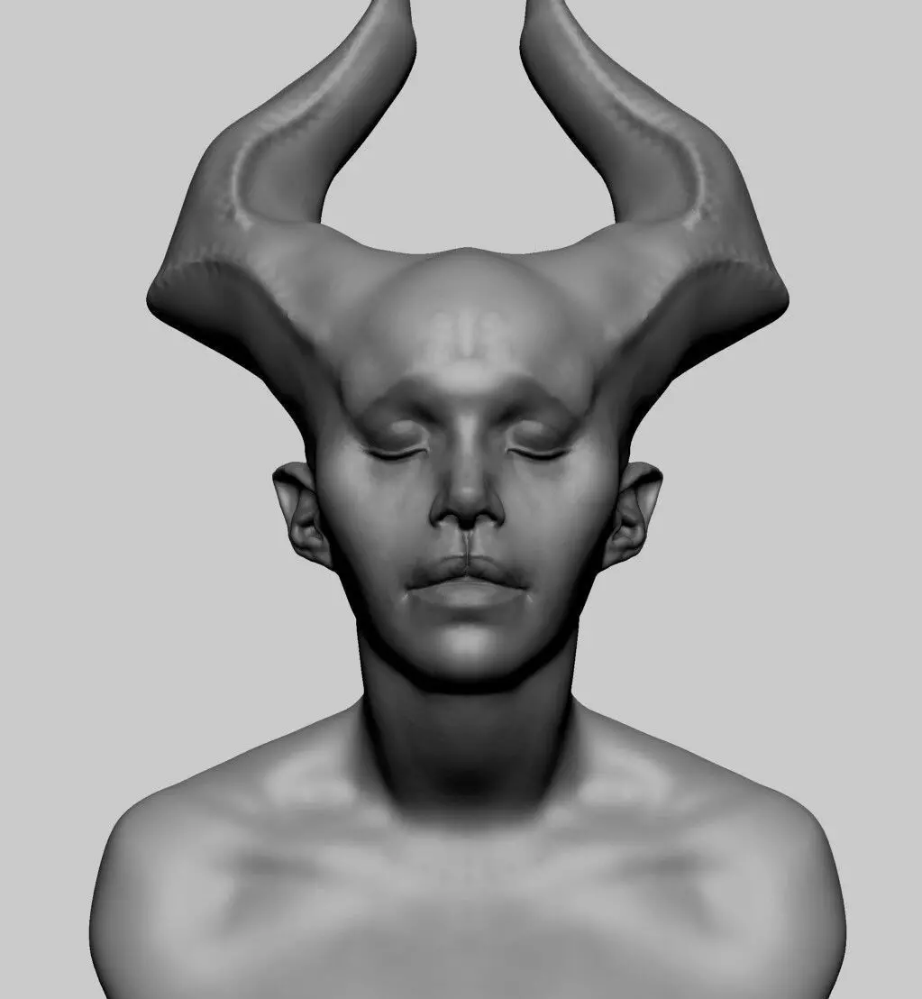Female Creature Bust 3D model_0