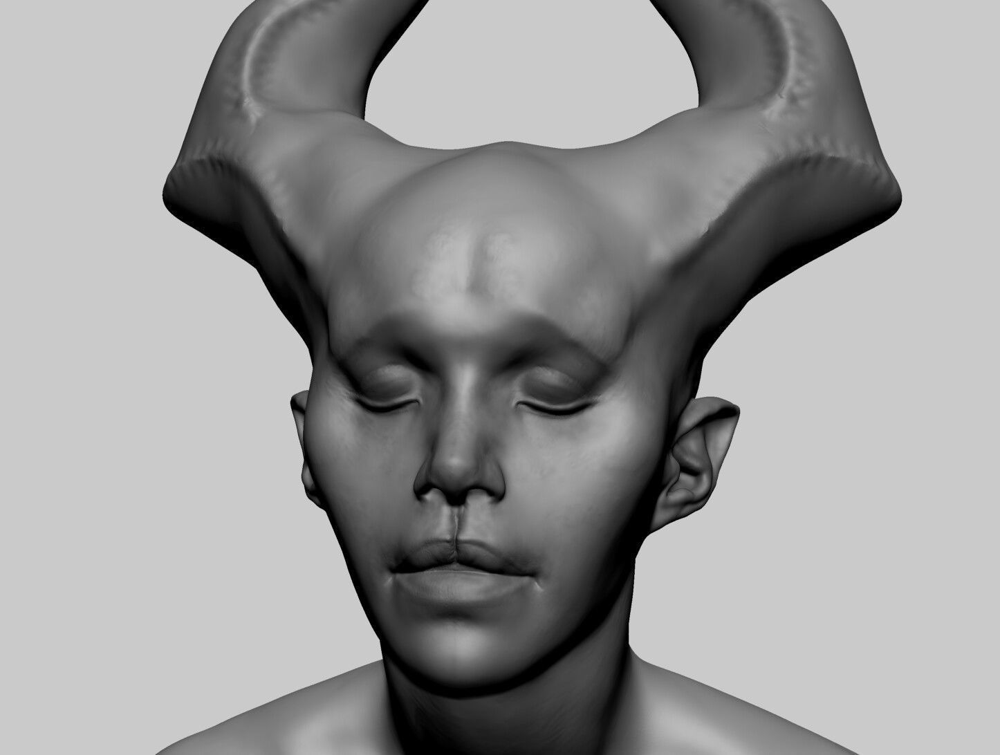 Female Creature Bust 3D model_2