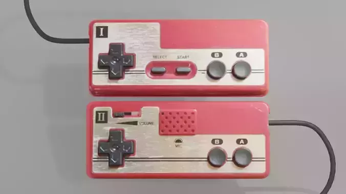 Famicom Joystick Controller Low-poly 3D model