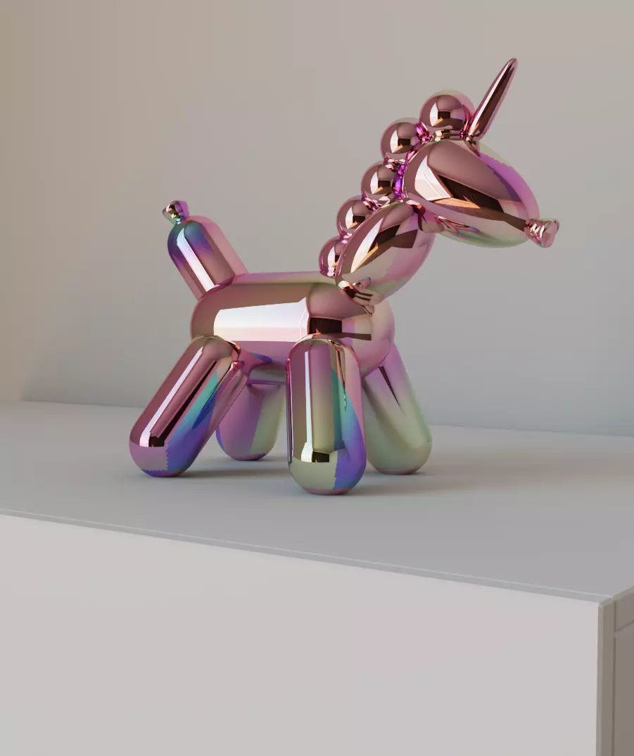 Balloon unicorn iridescent 3D model