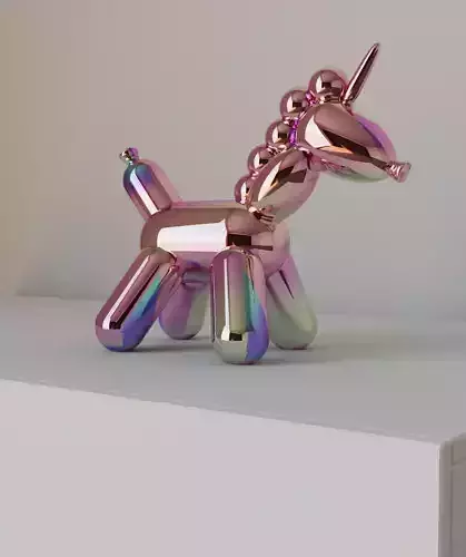 Balloon unicorn iridescent 3D model