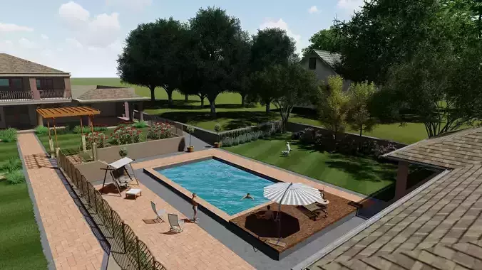 Belgrade yard garden Free 3D model