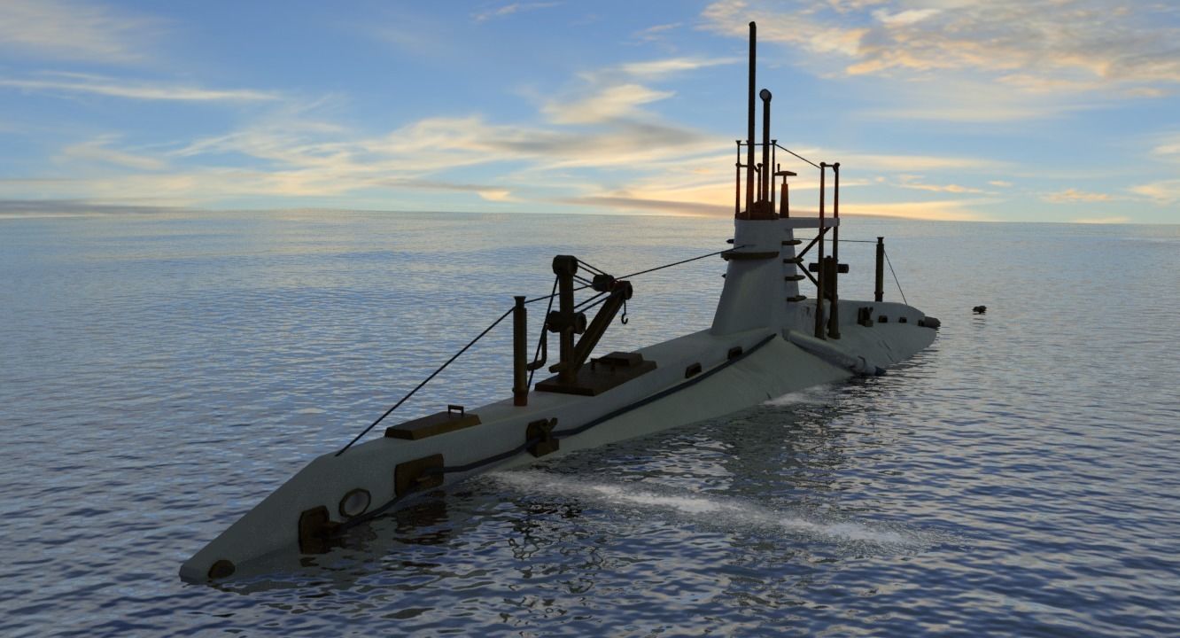 HMS A 13 Sub Low-poly 3D model_1