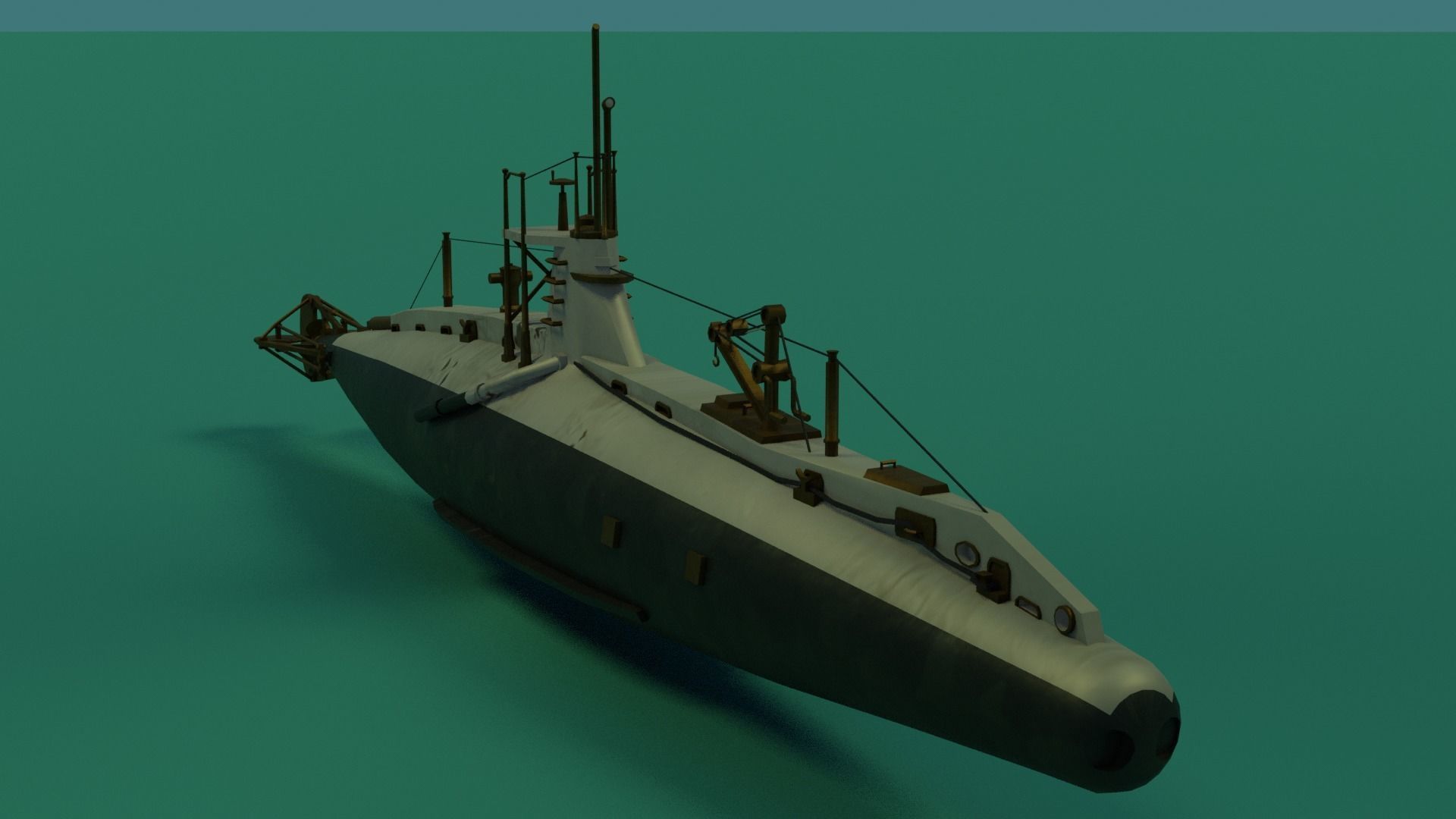 HMS A 13 Sub Low-poly 3D model_10