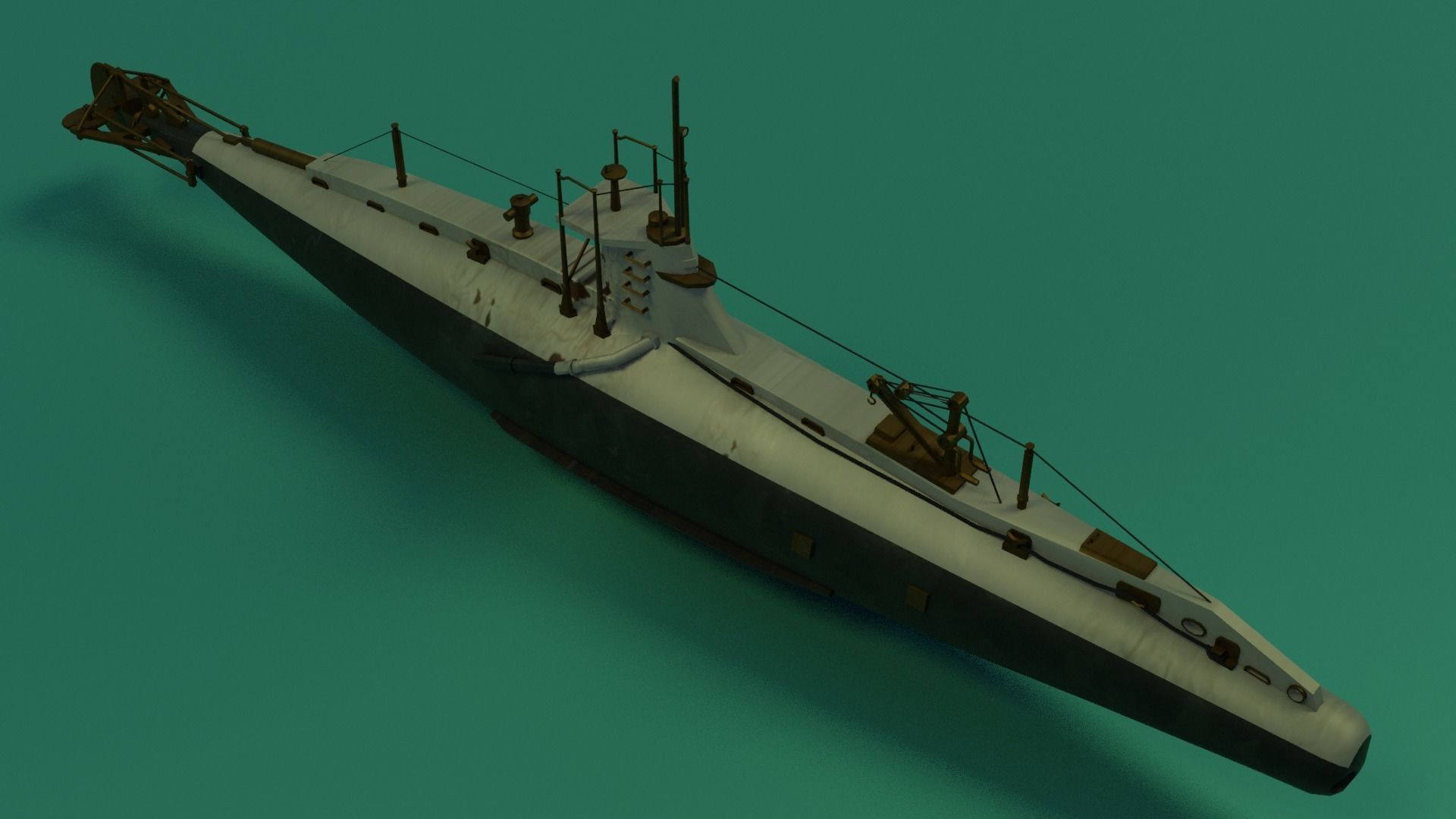 HMS A 13 Sub Low-poly 3D model_13