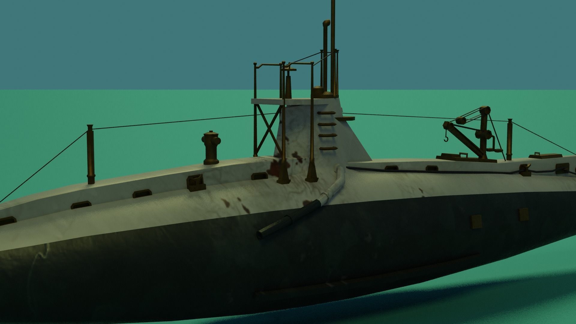 HMS A 13 Sub Low-poly 3D model_16