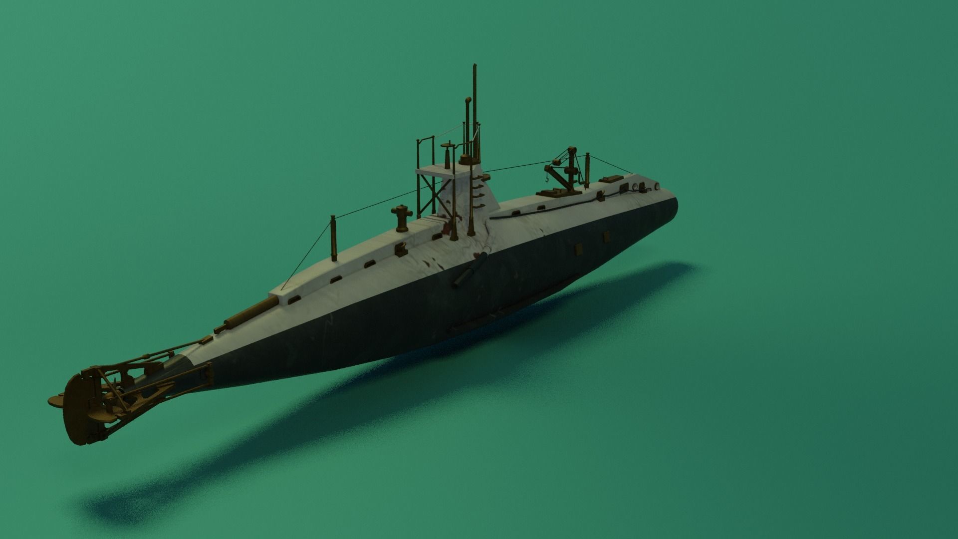 HMS A 13 Sub Low-poly 3D model_6