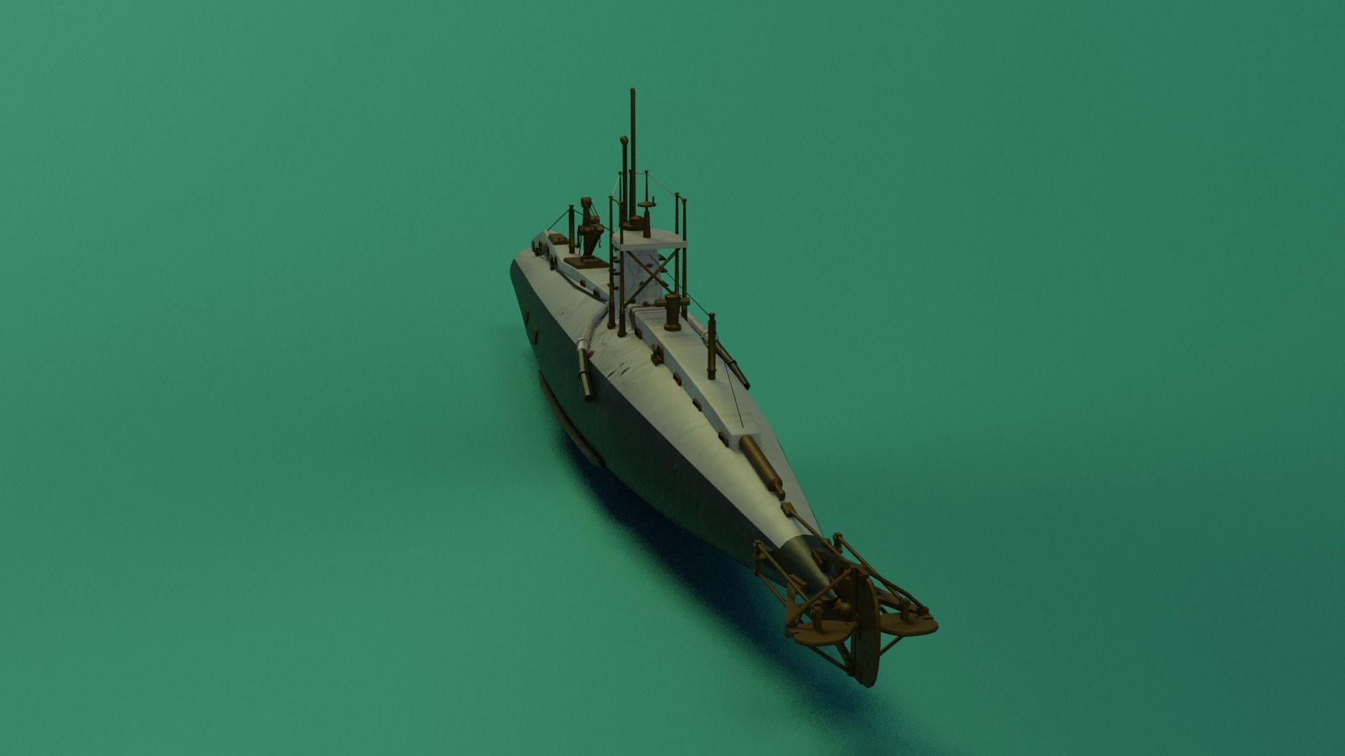 HMS A 13 Sub Low-poly 3D model_5