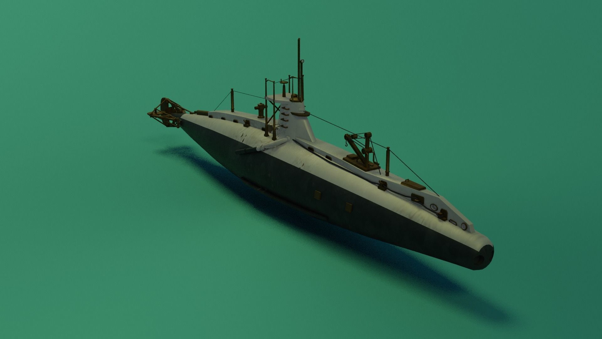 HMS A 13 Sub Low-poly 3D model_8