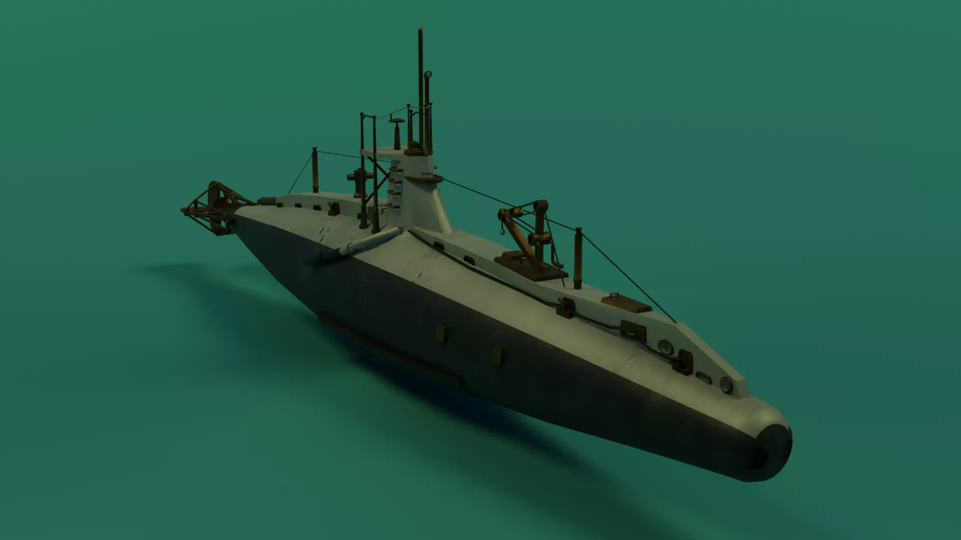 HMS A 13 Sub Low-poly 3D model_0