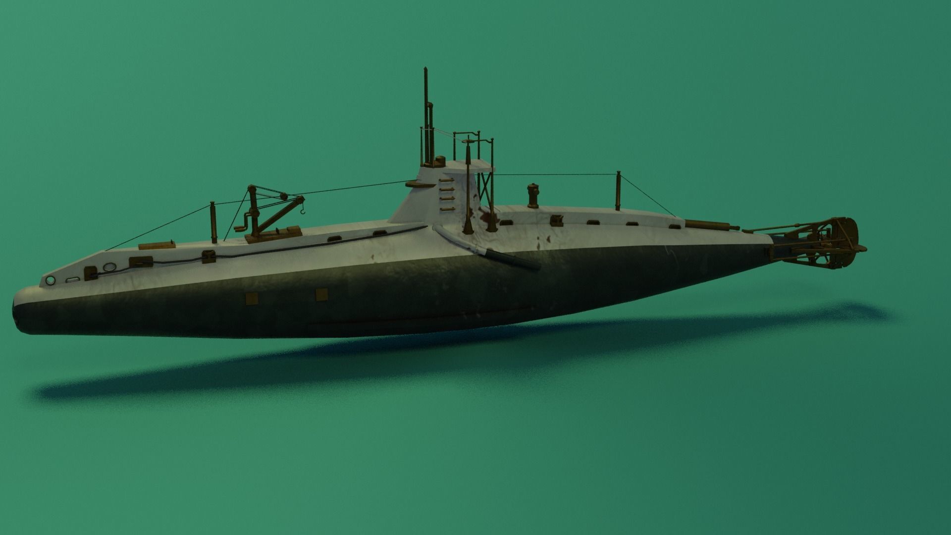 HMS A 13 Sub Low-poly 3D model_3