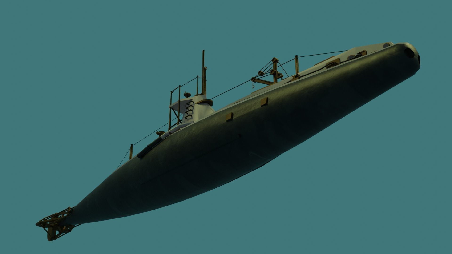 HMS A 13 Sub Low-poly 3D model_12