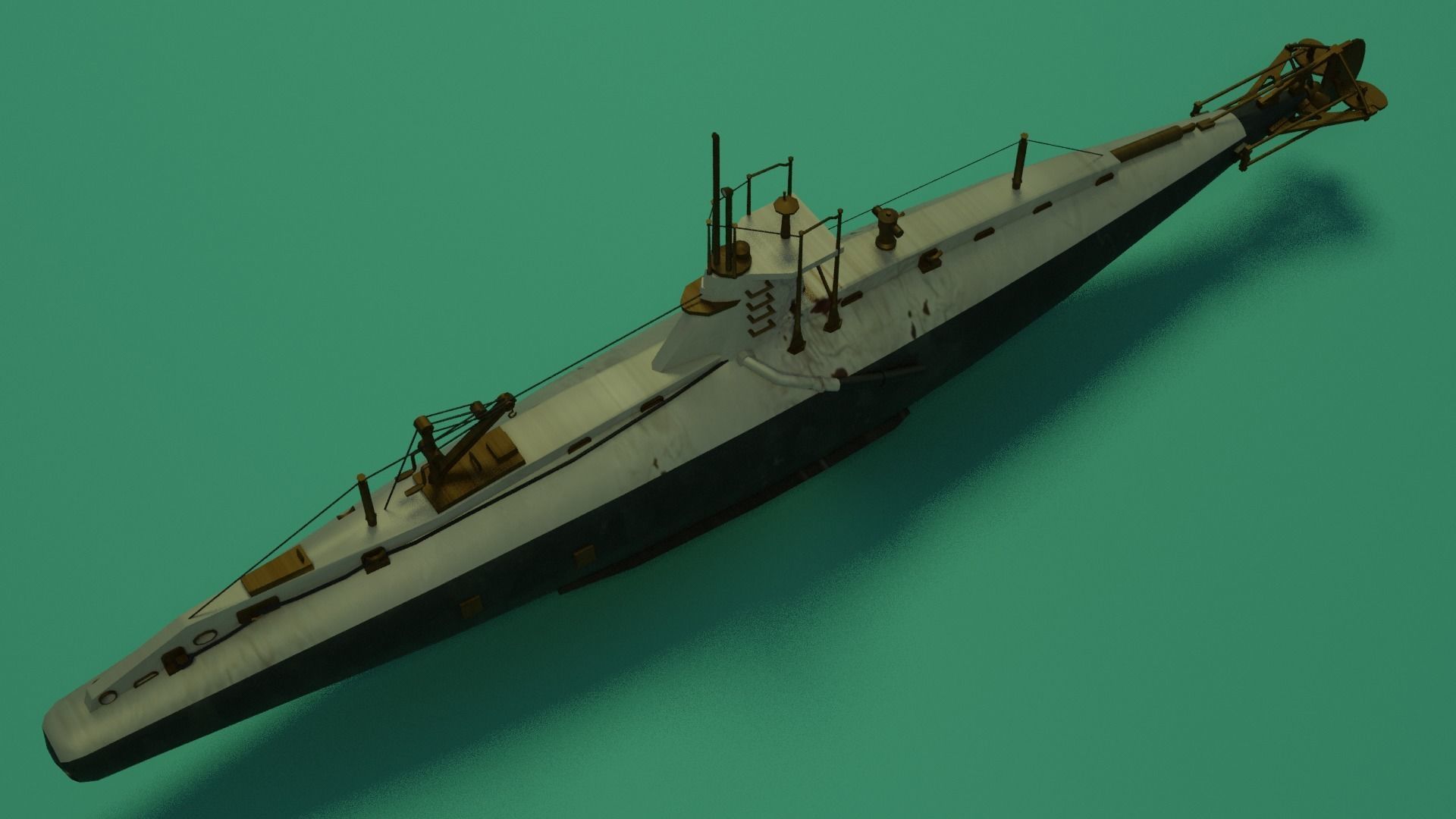 HMS A 13 Sub Low-poly 3D model_11