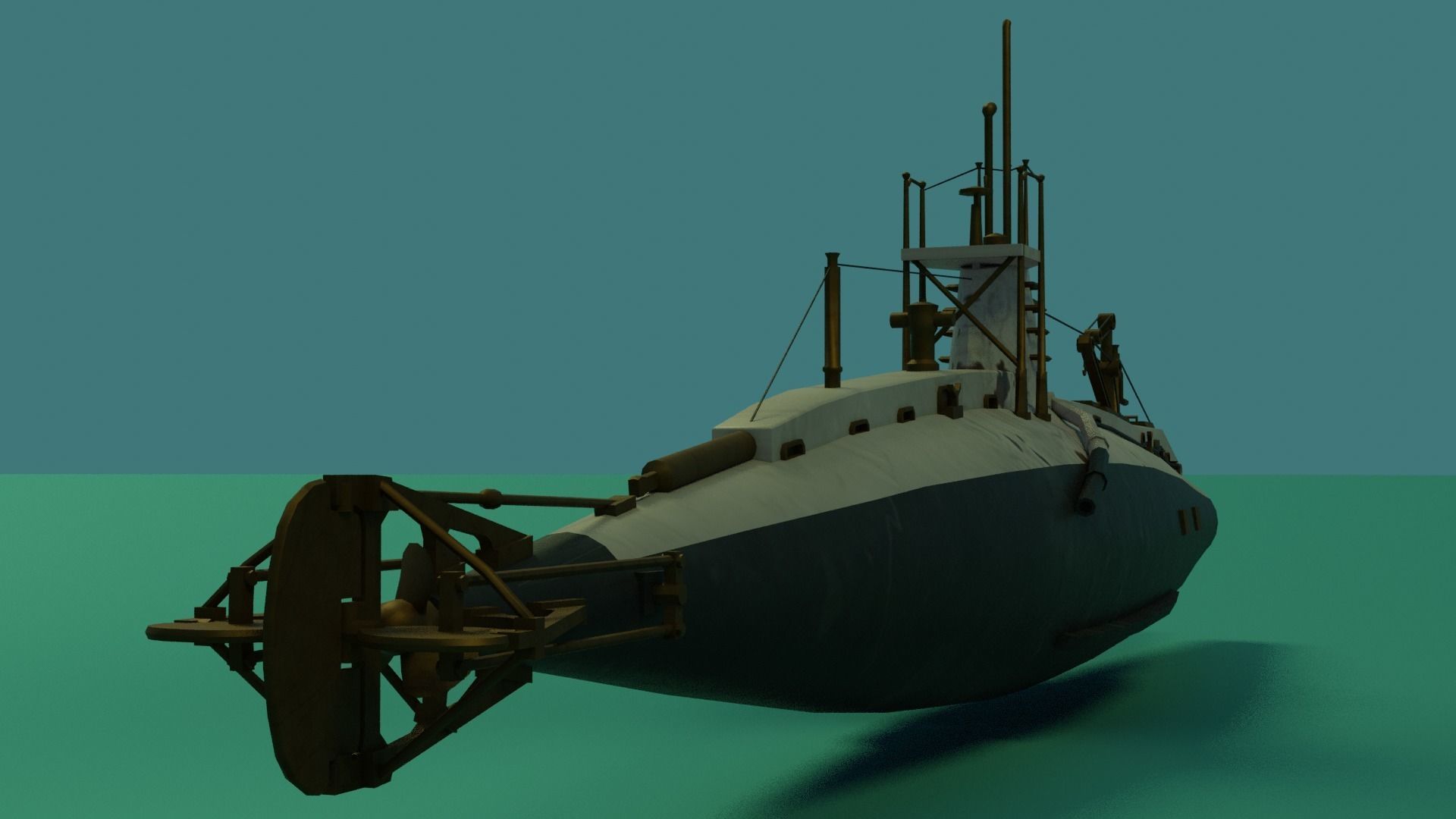 HMS A 13 Sub Low-poly 3D model_14